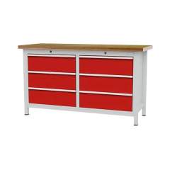 Bedrunka+Hirth 03T515H60550. Kastenwerkbank, Tiefe 600 mm, R 24-16, Schubladenanzahl: 6