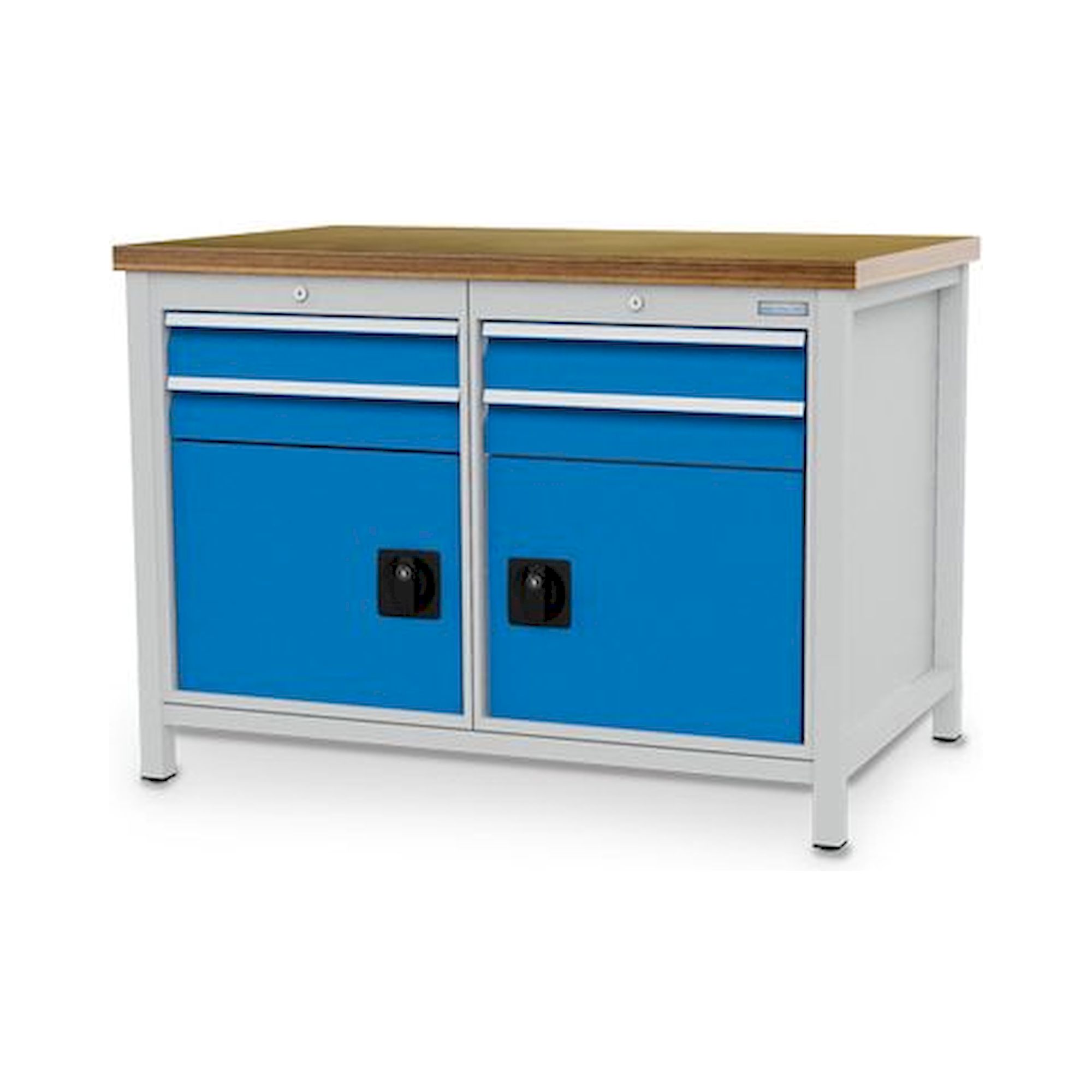 Bedrunka+Hirth 03.12.06V. Kastenwerkbank, Tiefe 750 mm, R 18-24, Schubladenanzahl: 4, Anzahl Flügeltüren: 2