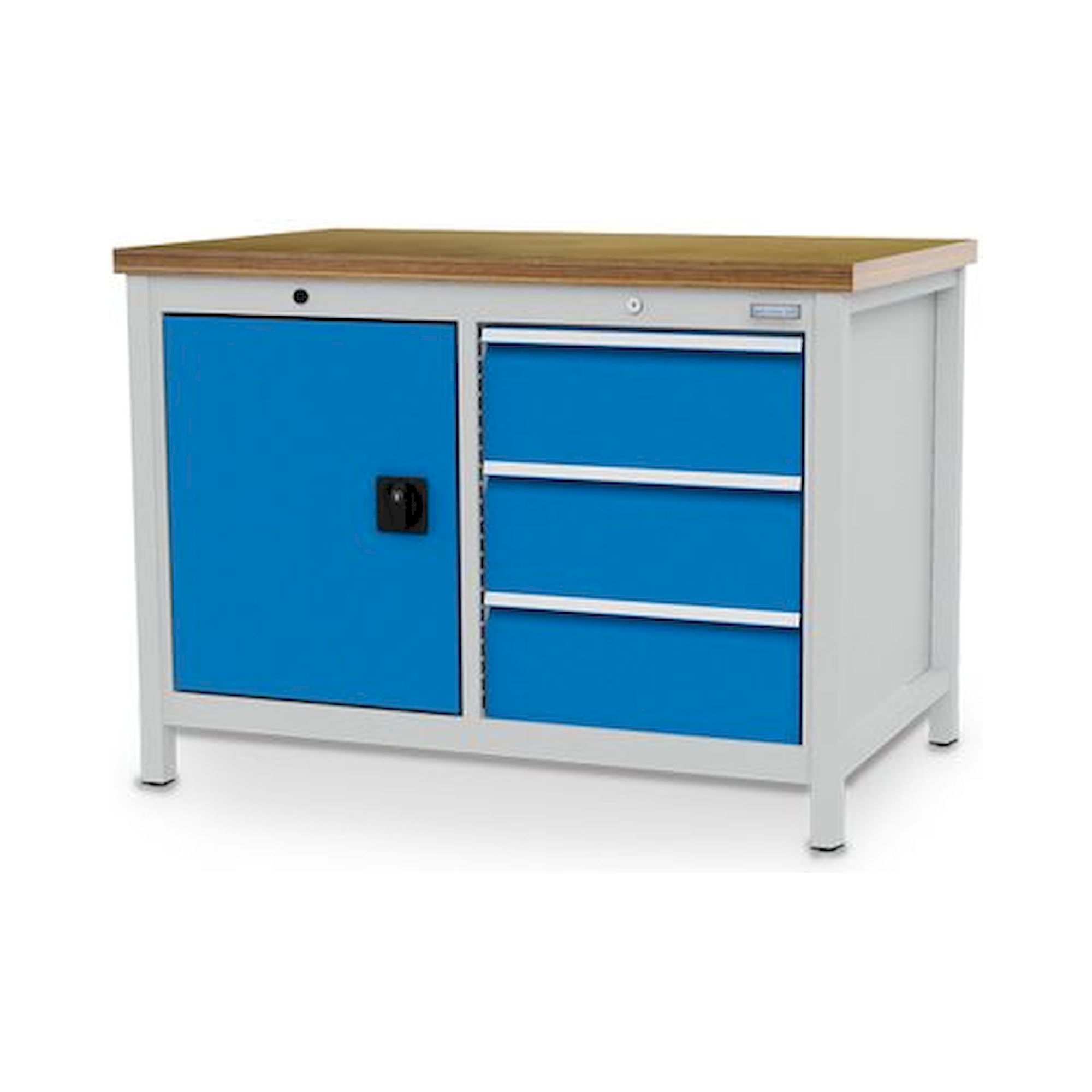 Bedrunka+Hirth 03.12.15V9. Kastenwerkbank, Tiefe 750 mm, R 18-24, Schubladenanzahl: 3, Anzahl Flügeltüren: 1