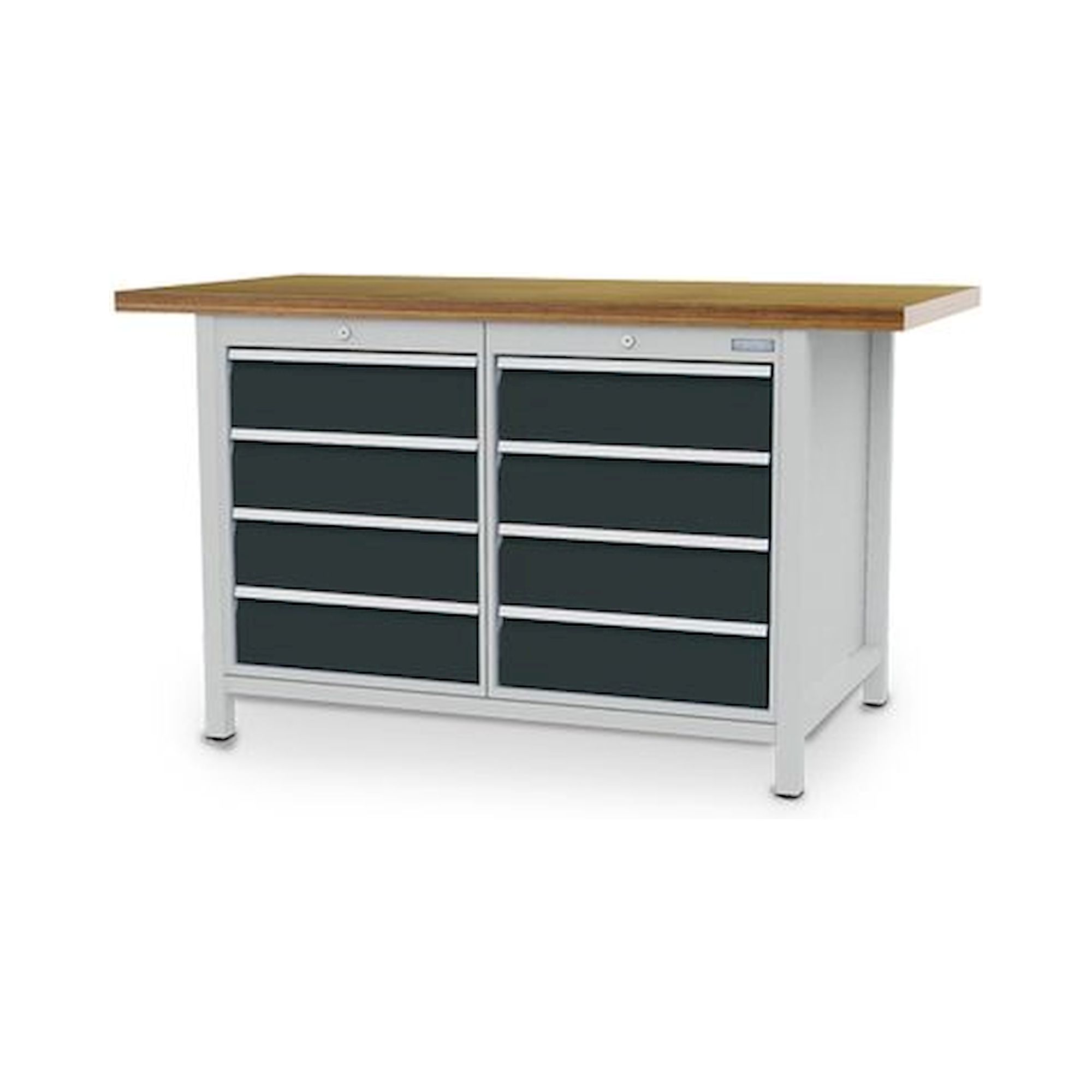 Bedrunka+Hirth 03.14.08VZ. Kastenwerkbank Breite 1500 mm, R 18-24, mit 8xSchublade, Maße in mm (BxTxH): 1500x750x859