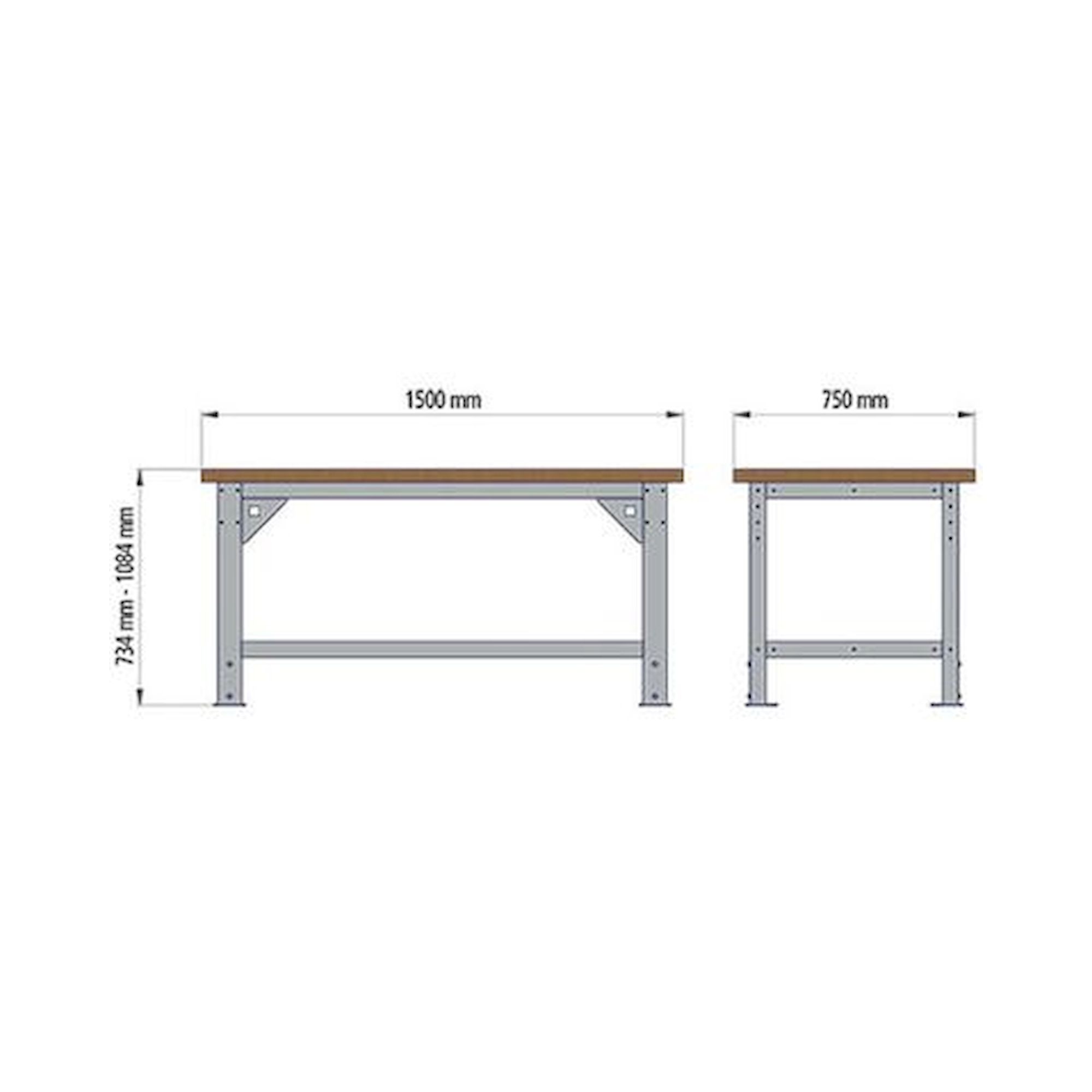 Schwerlasttisch Breite 1500 mm, Traglast 1000 kg - Bedrunka+Hirth 03.15.000.6A
