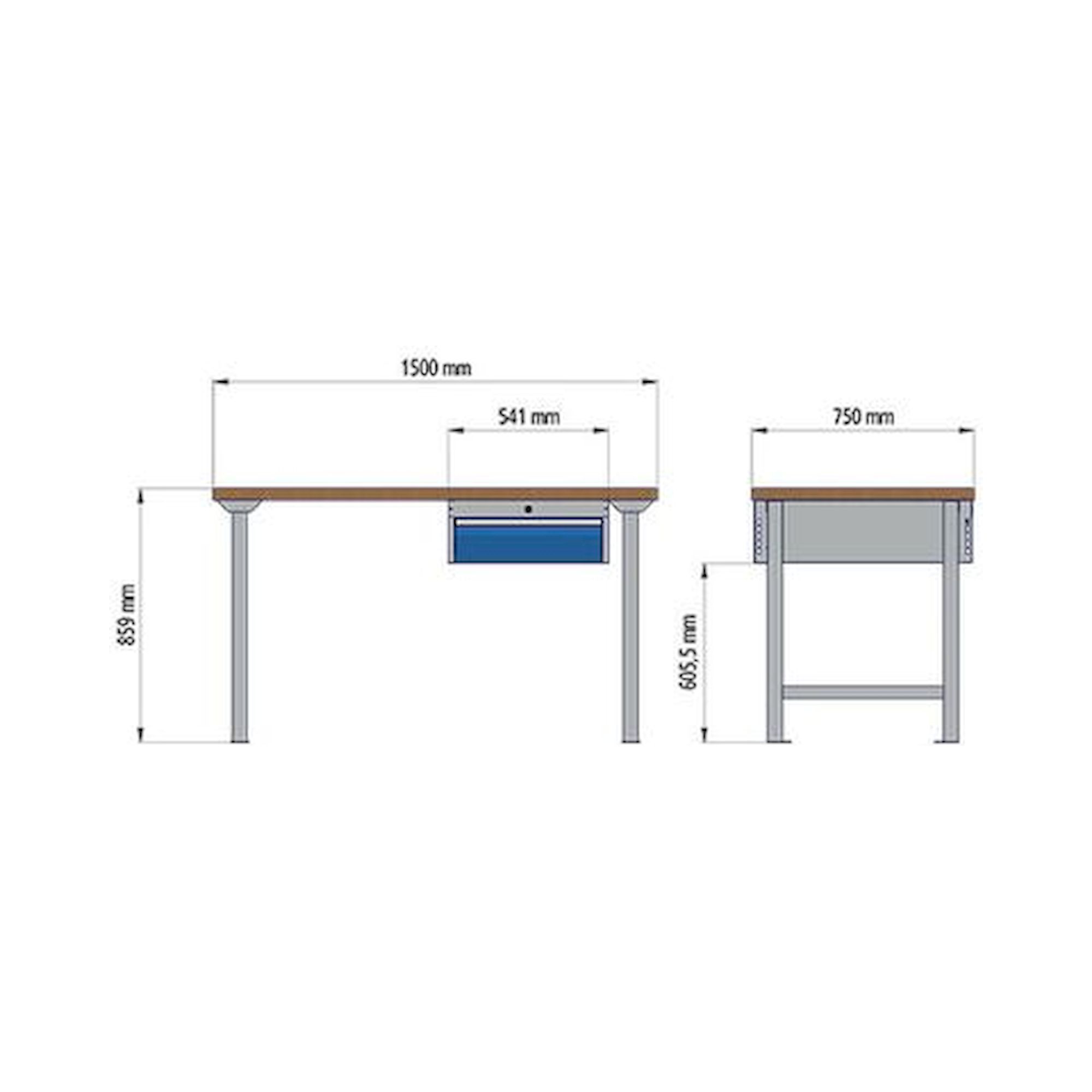 Etabli modulaire, R 18-24, profondeur 750 mm, tiroir(s): 3 - Bedrunka+Hirth 03.15.535.2VA