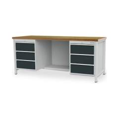 Bedrunka+Hirth 03.19.25VZ. Kastenwerkbank Breite 2000 mm, R 18-24, 6x Schublade, Maße in mm (BxTxH): 2000x750x859