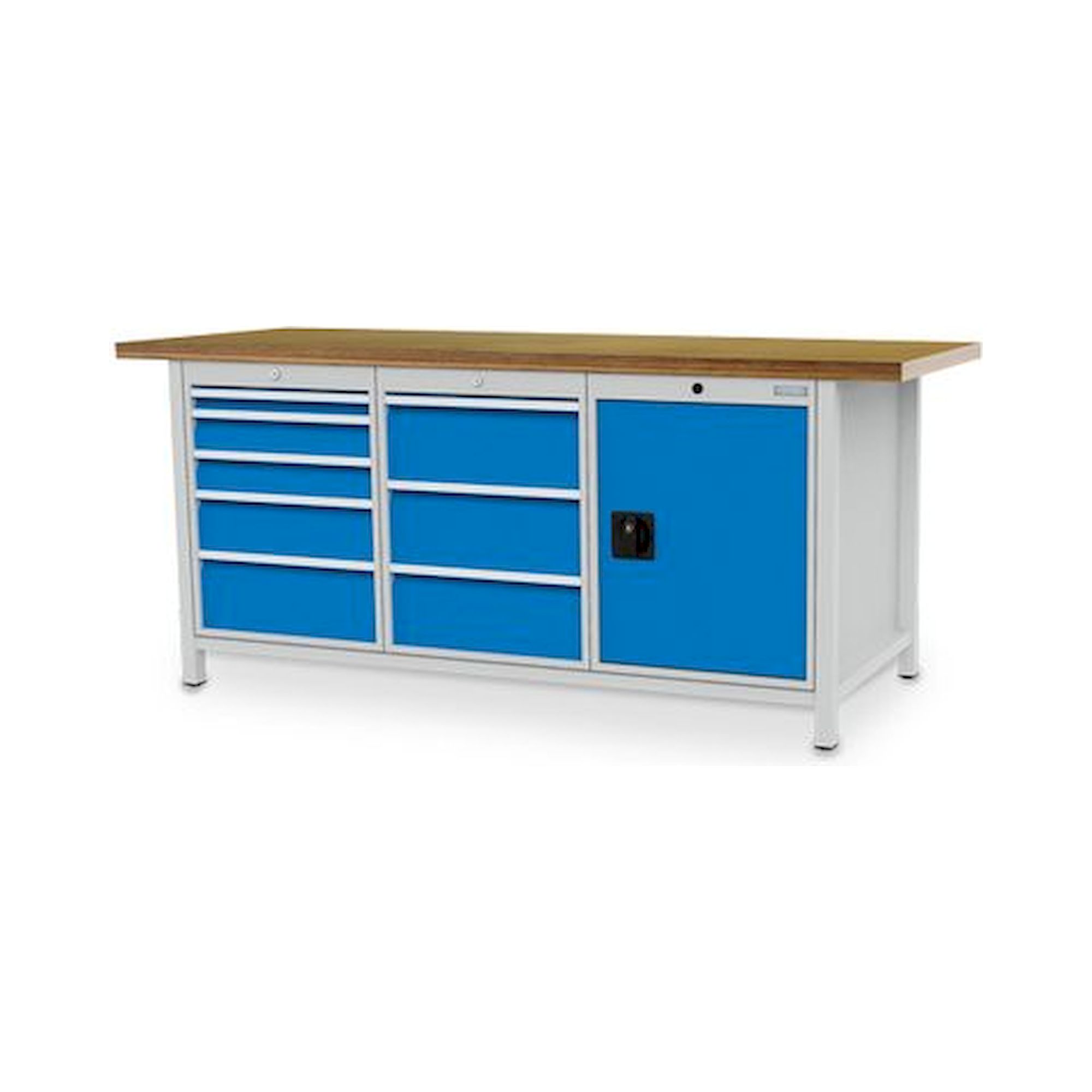 Bedrunka+Hirth 03.19.36V9. Kastenwerkbank, Tiefe 750 mm, R 18-24, Schubladenanzahl: 8, Anzahl Flügeltüren: 2