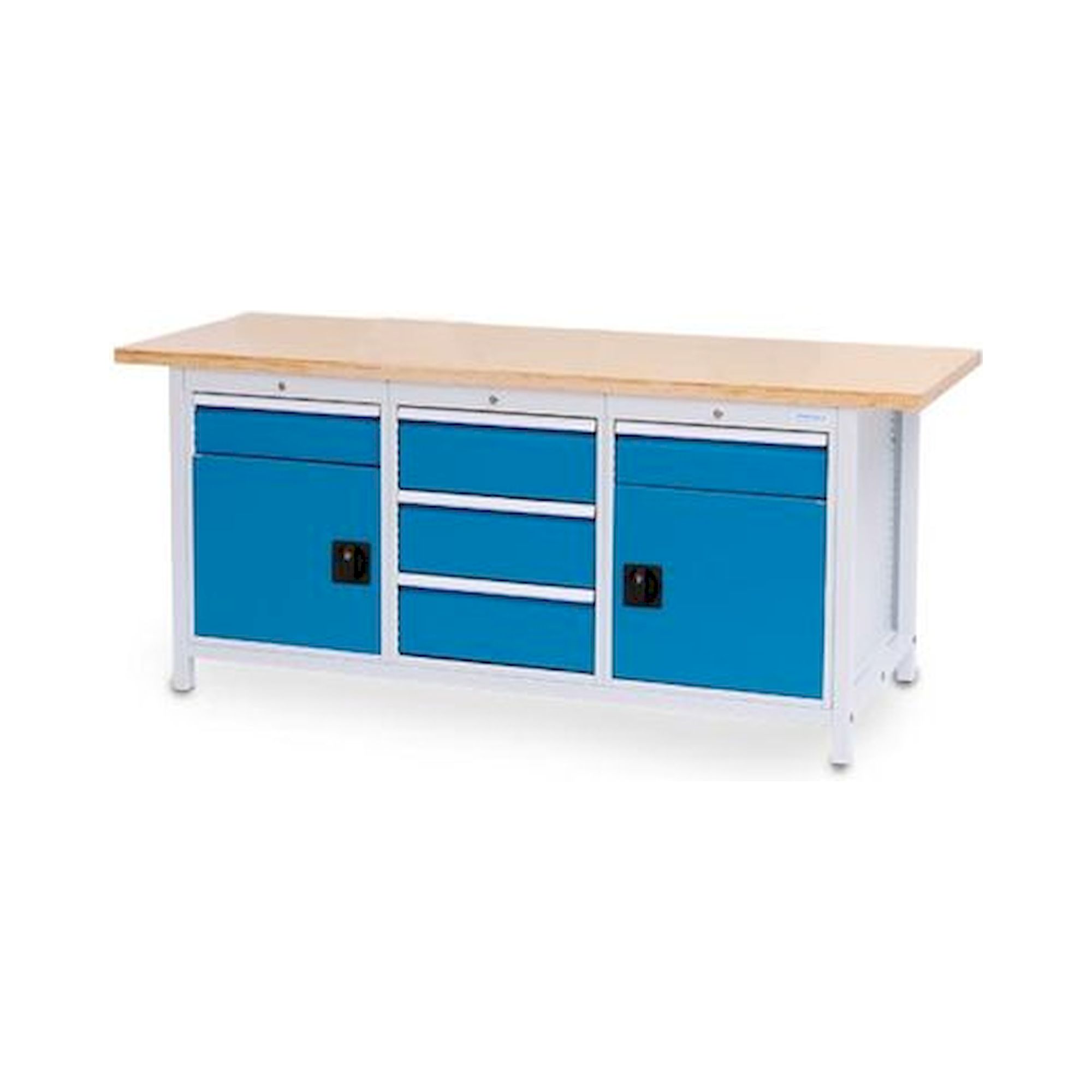 Bedrunka+Hirth 03.19.37V. Kastenwerkbank, Tiefe 750 mm, R 18-24, Schubladenanzahl: 5, Anzahl Flügeltüren: 2