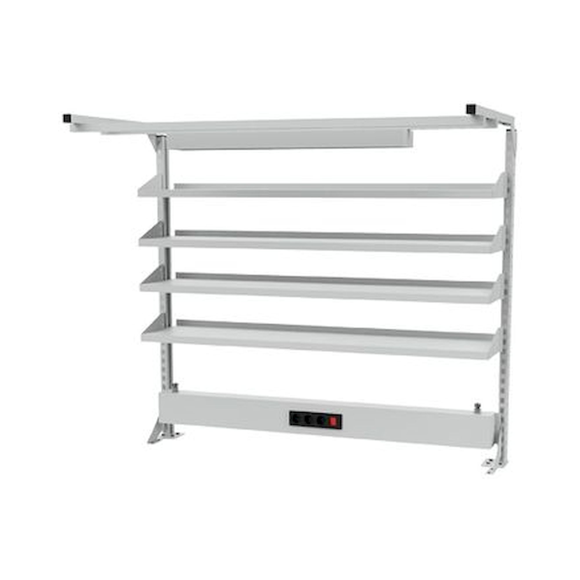 Bedrunka+Hirth 03.900.15.22. Multi-Wand-Aufbau Breite 1500 mit Obergestell, 1x Energiekanal, 4x Fachboden