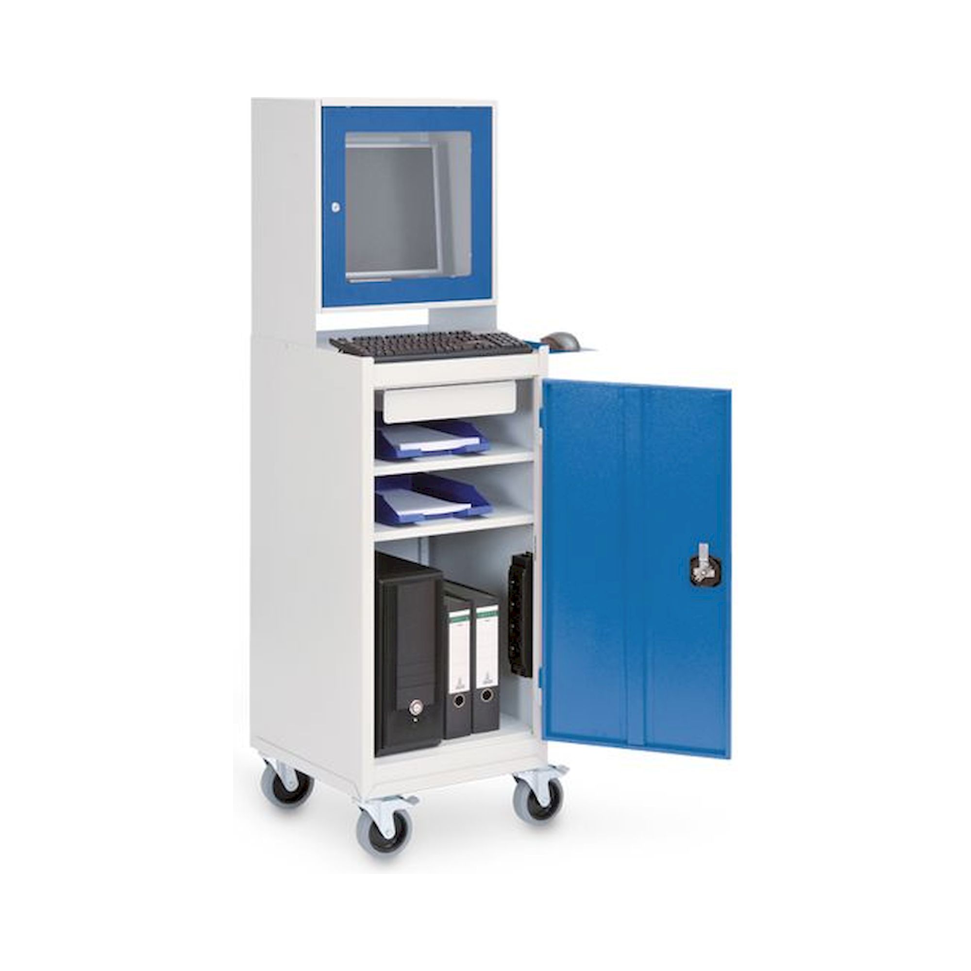 Bedrunka+Hirth 04.105.C01. Computerwagen mit Monitoraufsatzgehäuse, Anzahl Flügeltüren: 1