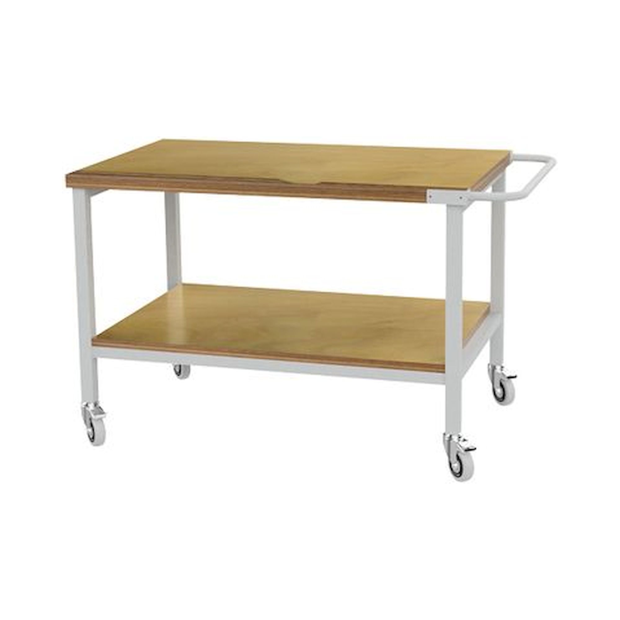 Bedrunka+Hirth 04.12.01. Fahrbarer Arbeitstisch, Tiefe 750 mm, 1x Fachboden Buche Multiplex