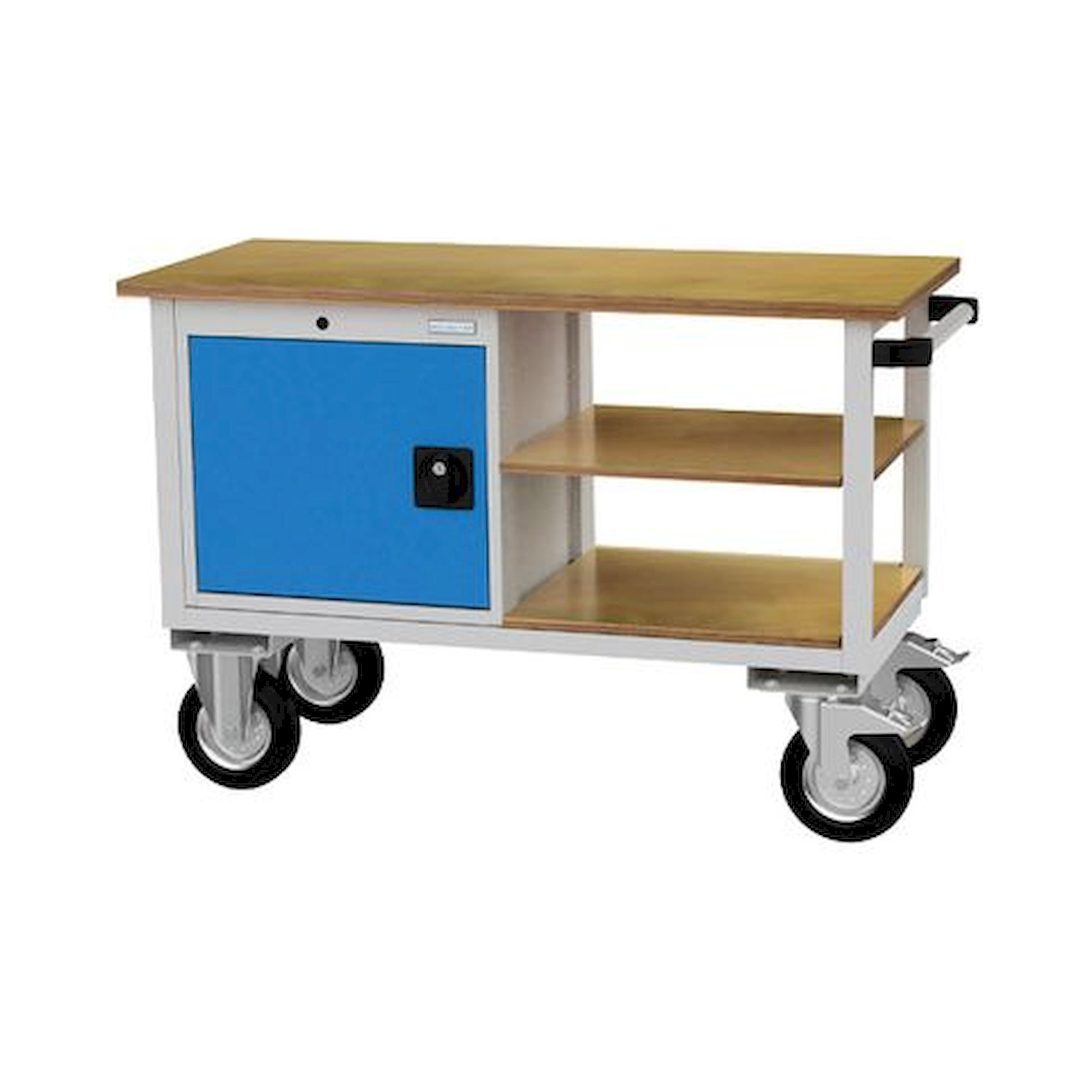 Bedrunka+Hirth 04.12.90A. Mobile Kastenwerkbank Tiefe 540 mm , 2xFachboden, 1xSchrankgehäuse mit Flügeltüre