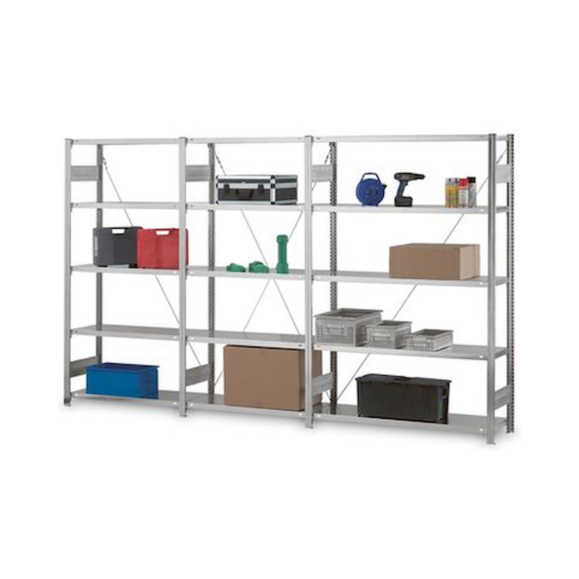 Bedrunka+Hirth 05.1006A. Steckregalsystem-Anbauregal, 5xFachboden höhenverstellbar um 25 mm, Fachlast 240 kg