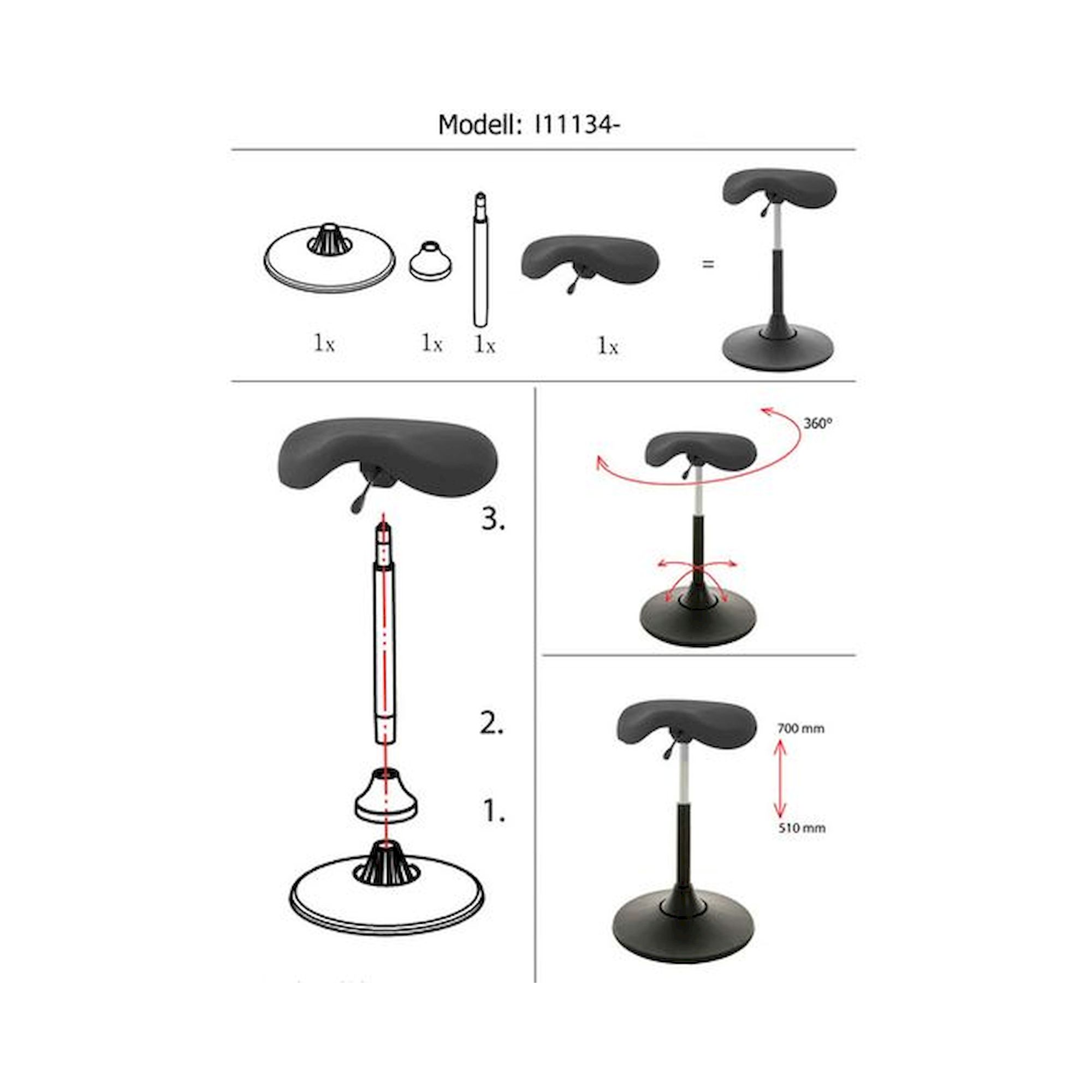 Siège avec selle ergonomique, noir - Bedrunka+Hirth 05.11134.0-10