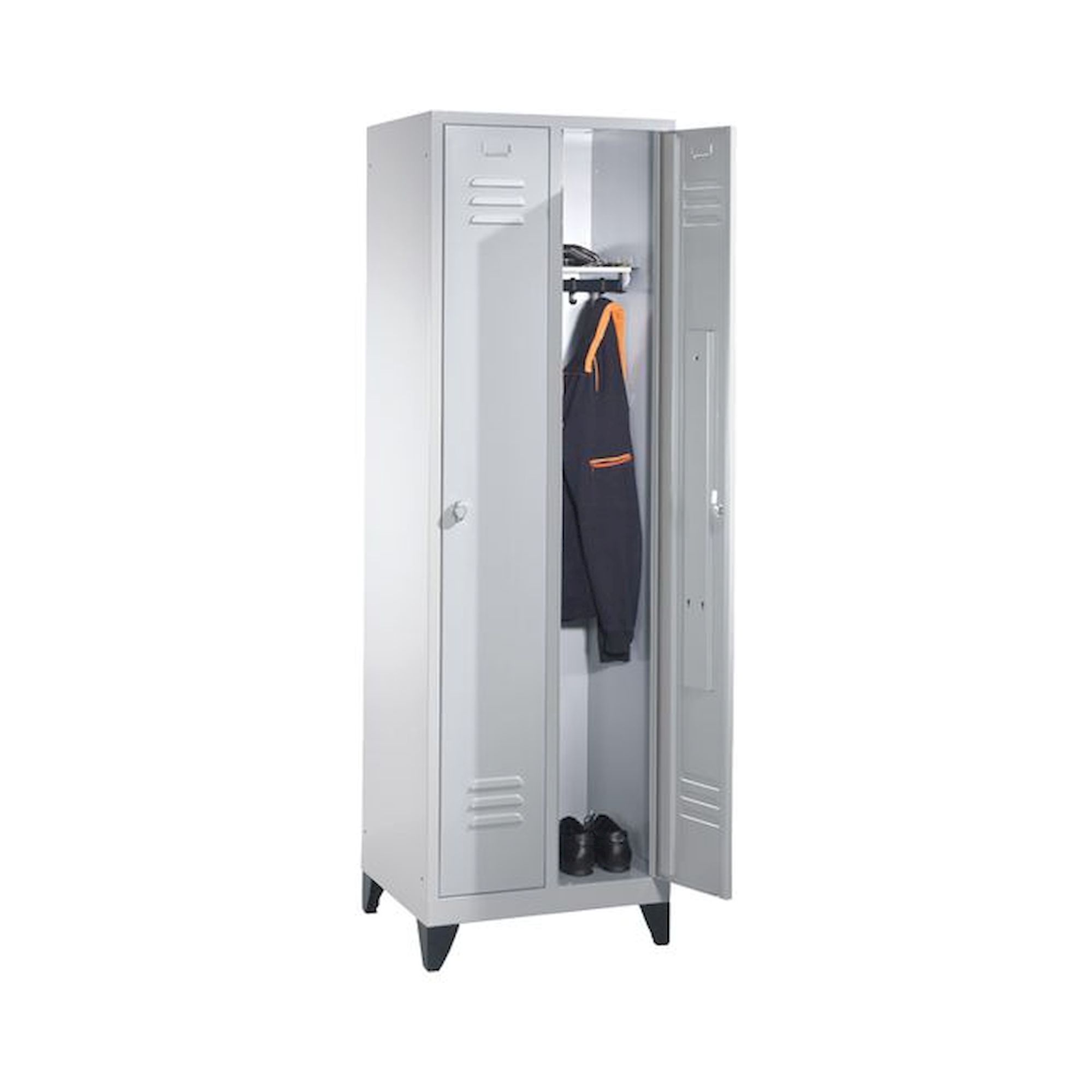 Bedrunka+Hirth 06.010.F020. Garderobenschrank mit 100 mm hohe Füße, 2x Abteile, Abteilbreite in mm: 300