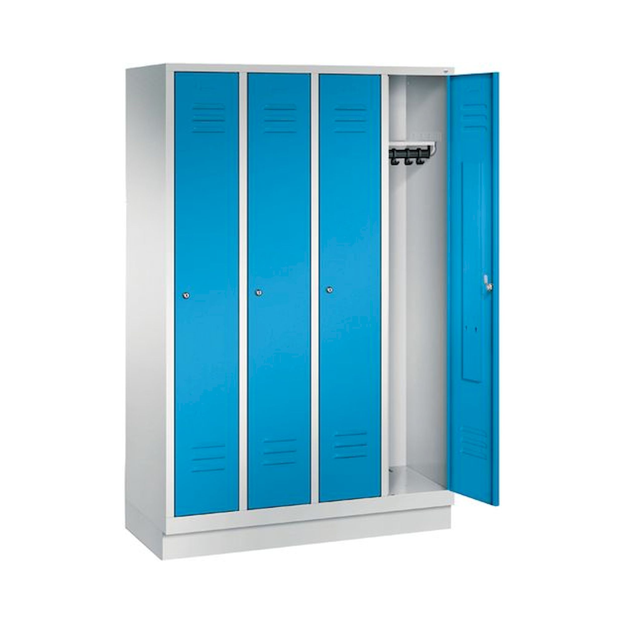 Bedrunka+Hirth 06.02.241. Garderobenschrank mit 100 mm hoher Sockel, 2x Abteile, Abteilbreite in mm: 400, Zylinderschloss