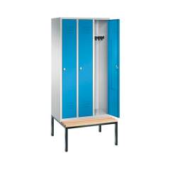 Bedrunka+Hirth 06.03.431. Garderobenschrank mit untergebauter Sitzbank, 4x Abteil, Abteilbreite in mm: 300, Zylinderschloss