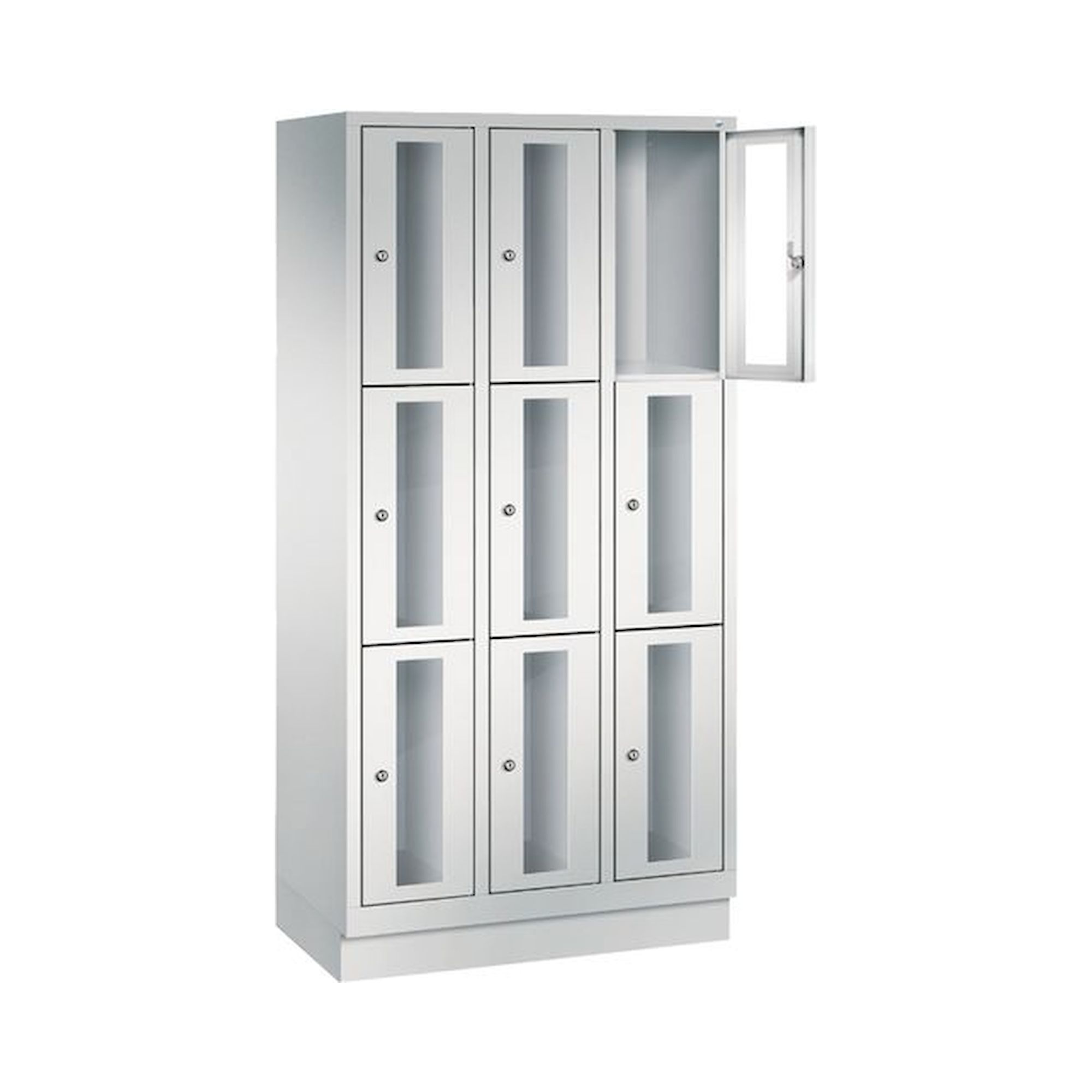 Bedrunka+Hirth 06.80.543. Fächerschrank mit 100 mm hoher Sockel, 3x5 Abteile, Abteilbreite in mm: 400