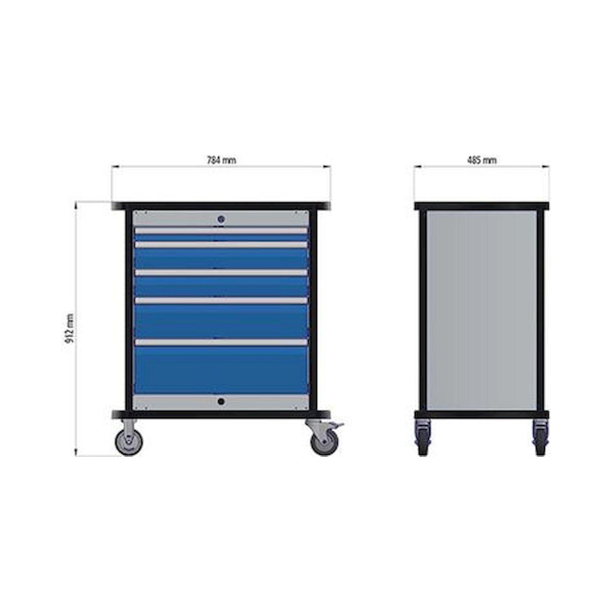 Mobiler Werkzeugwagen Maxmobile 1, Breite 780 mm, 5 x Schublade - Bedrunka+Hirth 08.88.90A