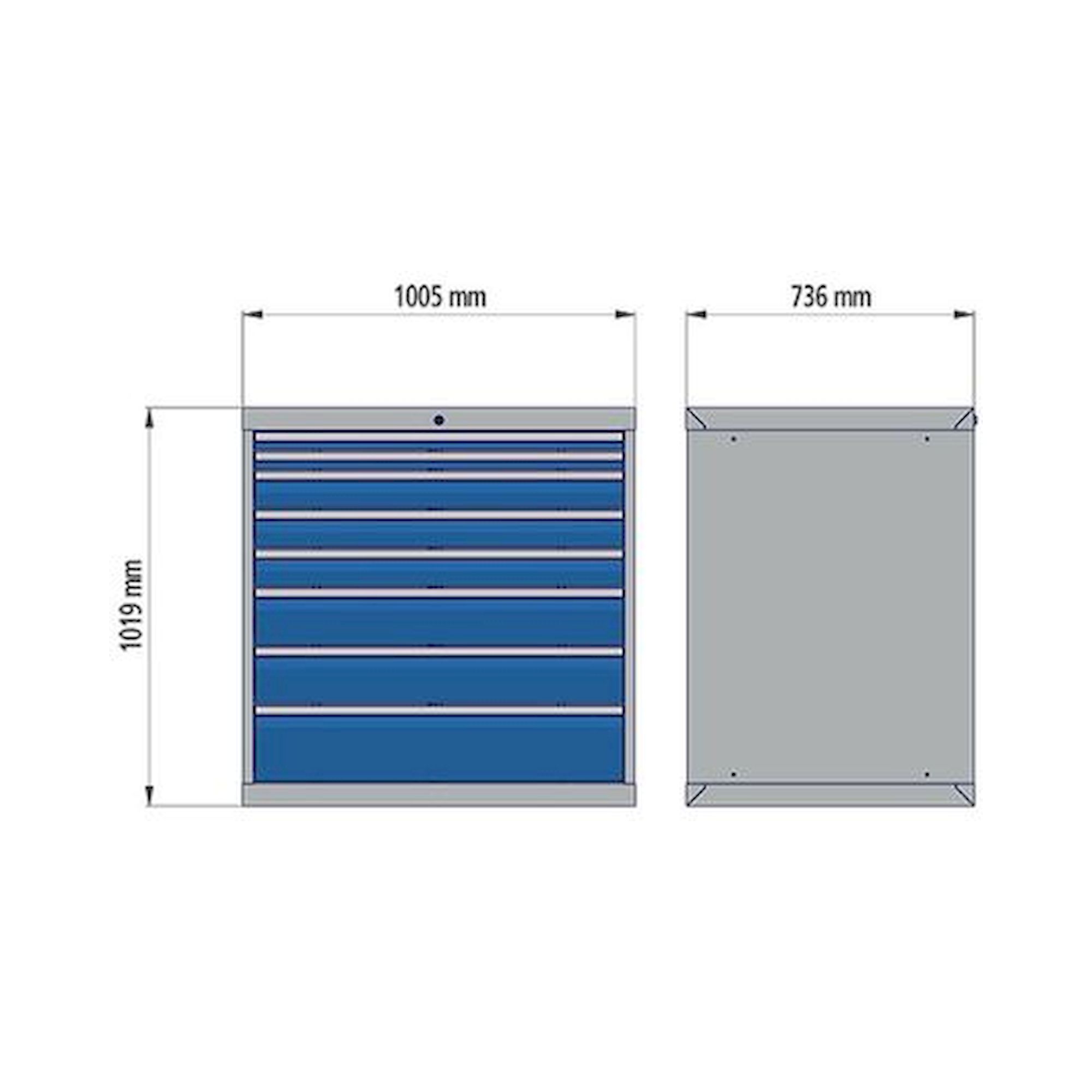 Armoire à tiroirs, R 24-24, profondeur 736 mm, tiroir(s): 6 - Bedrunka+Hirth 790/1131V10A