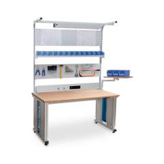 Bedrunka+Hirth 4F.200.75-2. Powerline 4 Grundgestellkombination, Tiefe 750, elektrische Höhenverstellung, 1x Energiekanal, 1x Loch- und Magnetwand, 1x Fachboden, 1x Schwenkarm