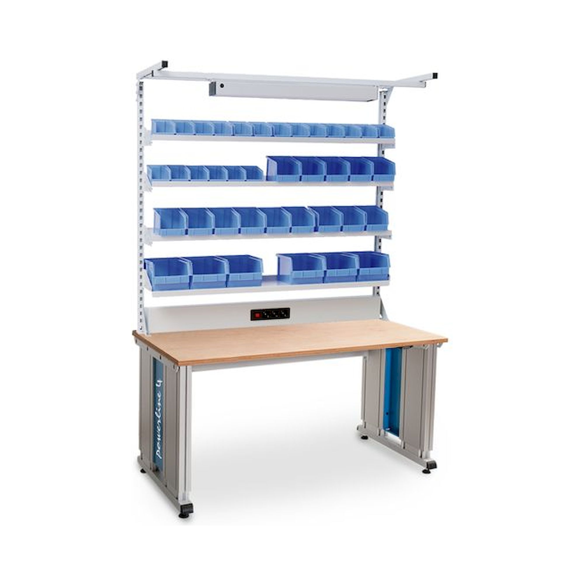 Bedrunka+Hirth 4F.200.75-3. Powerline 4 Grundgestellkombination, Tiefe 750, elektrische Höhenverstellung, 1x Energiekanal, 4x Fachboden