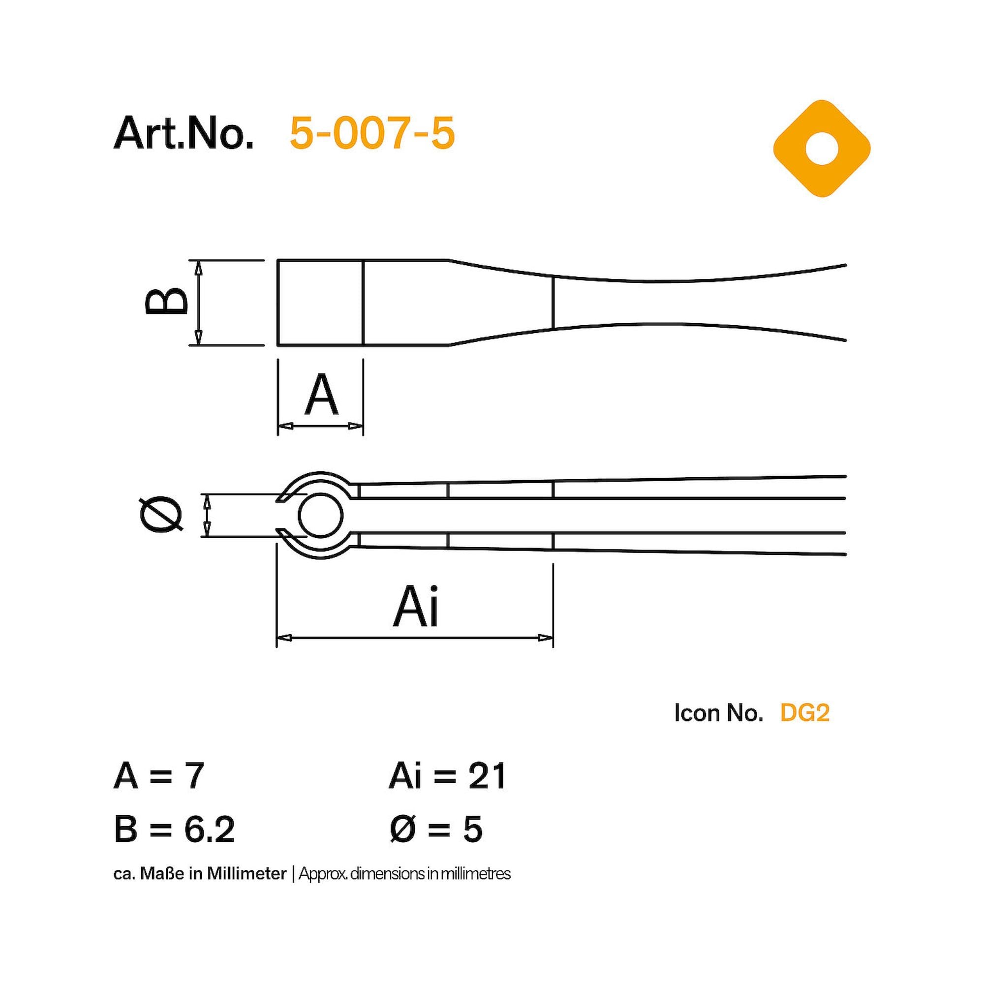 Bernstein 5-007-5. tweezers straight 145mm diam. 5x5mm form 62 tips insulated