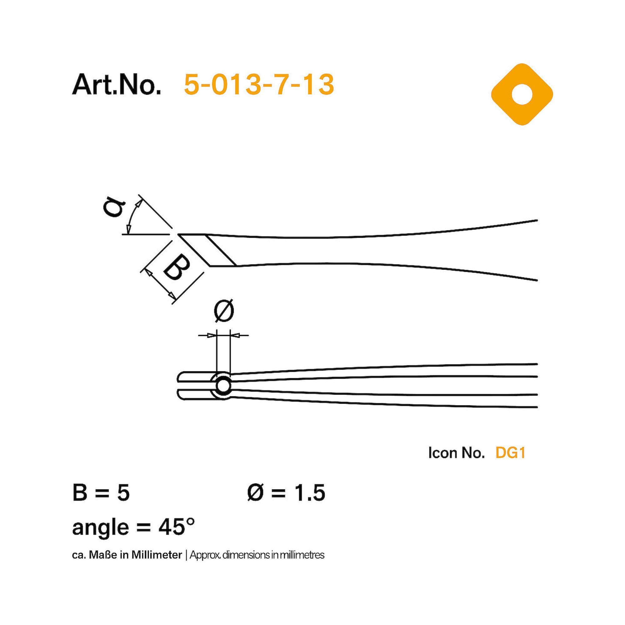 Bernstein 5-013-7-13. ESD Bestückungspinzette 125 mm Form 63 Edelstahl diagonal-1,5x5 mm ableitfähig