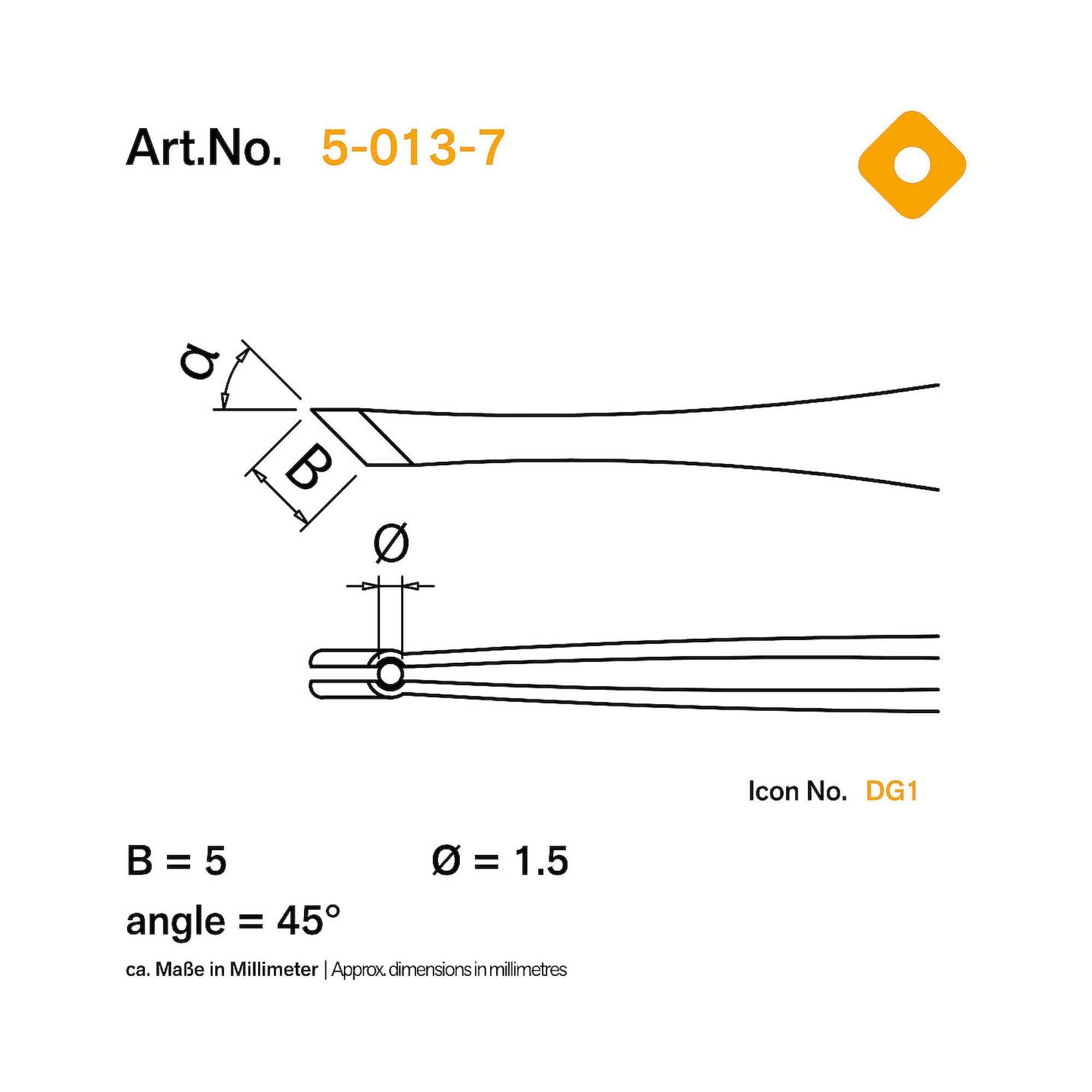 Bernstein 5-013-7. Bestückungspinzette 125 mm Form 63 Edelstahl diagonal-1,5x5mm