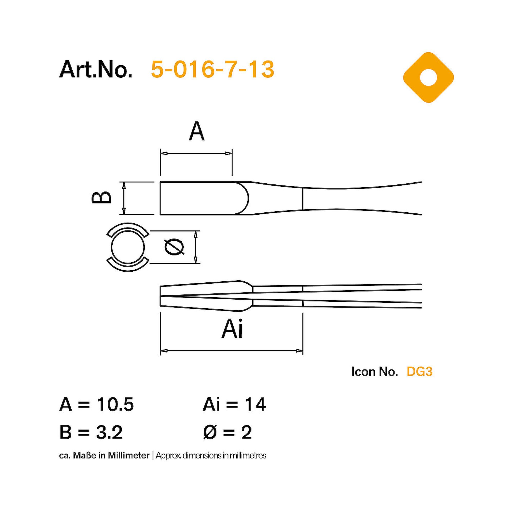 Bernstein 5-016-7-13. ESD Greif-Pinzette 125 mm Form 55 Edelstahl langhohl 2x10 mm ableitfähig