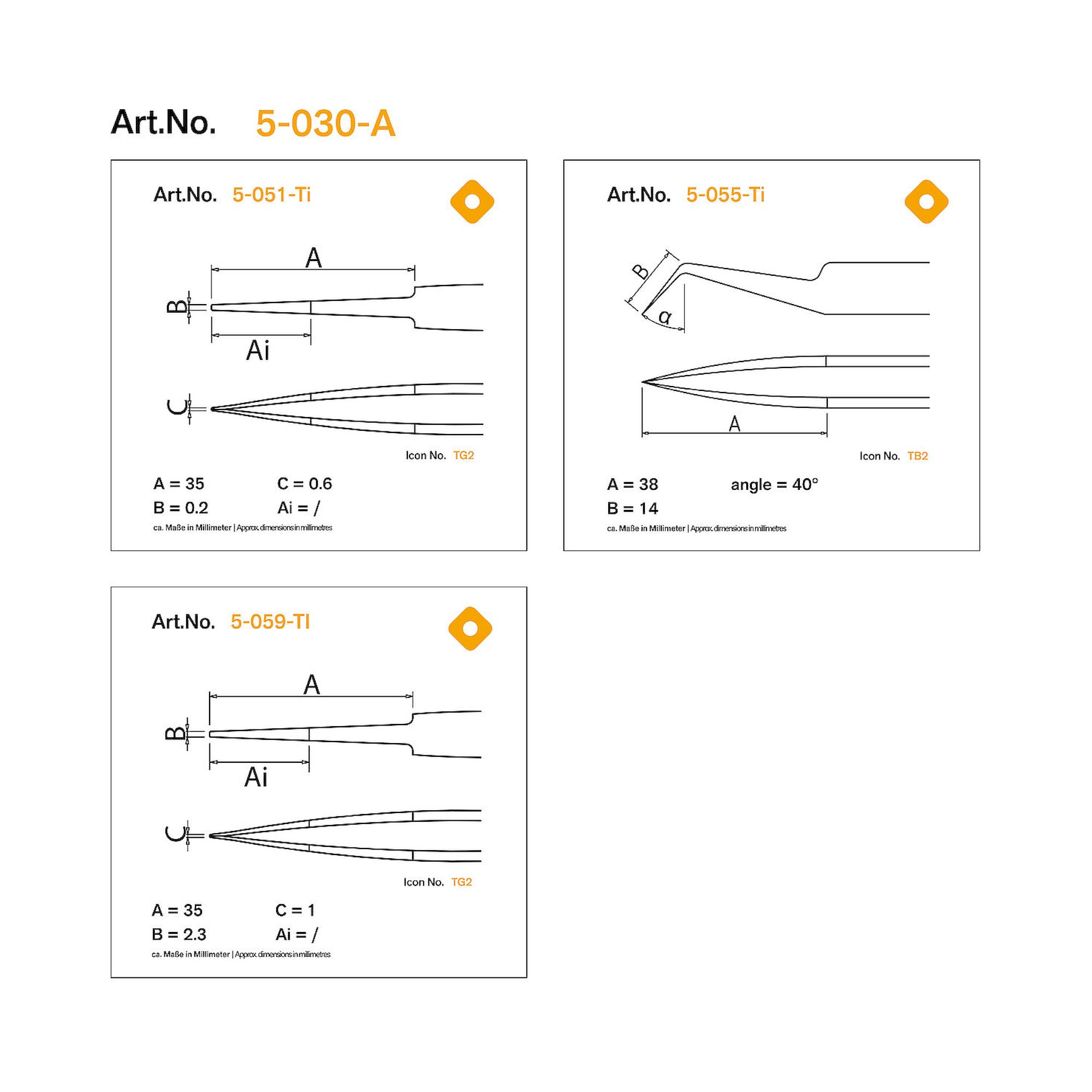 Bernstein 5-030-A. TITAN Pinzetten Satz 3-tlg