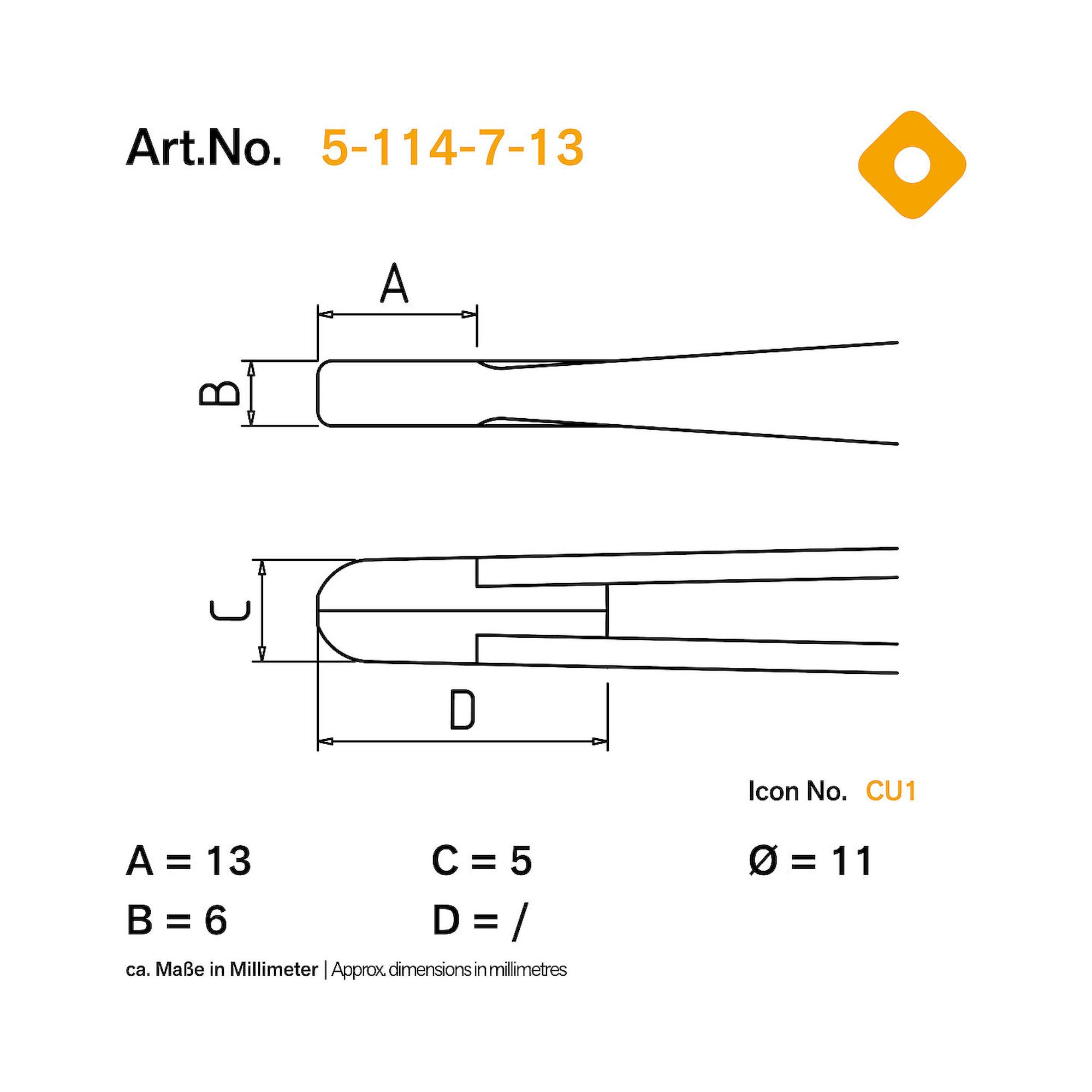 Bernstein 5-114-7-13. ESD Wärmeableitpinzette 145 mm Form 61 Edelstahl ableitfähig