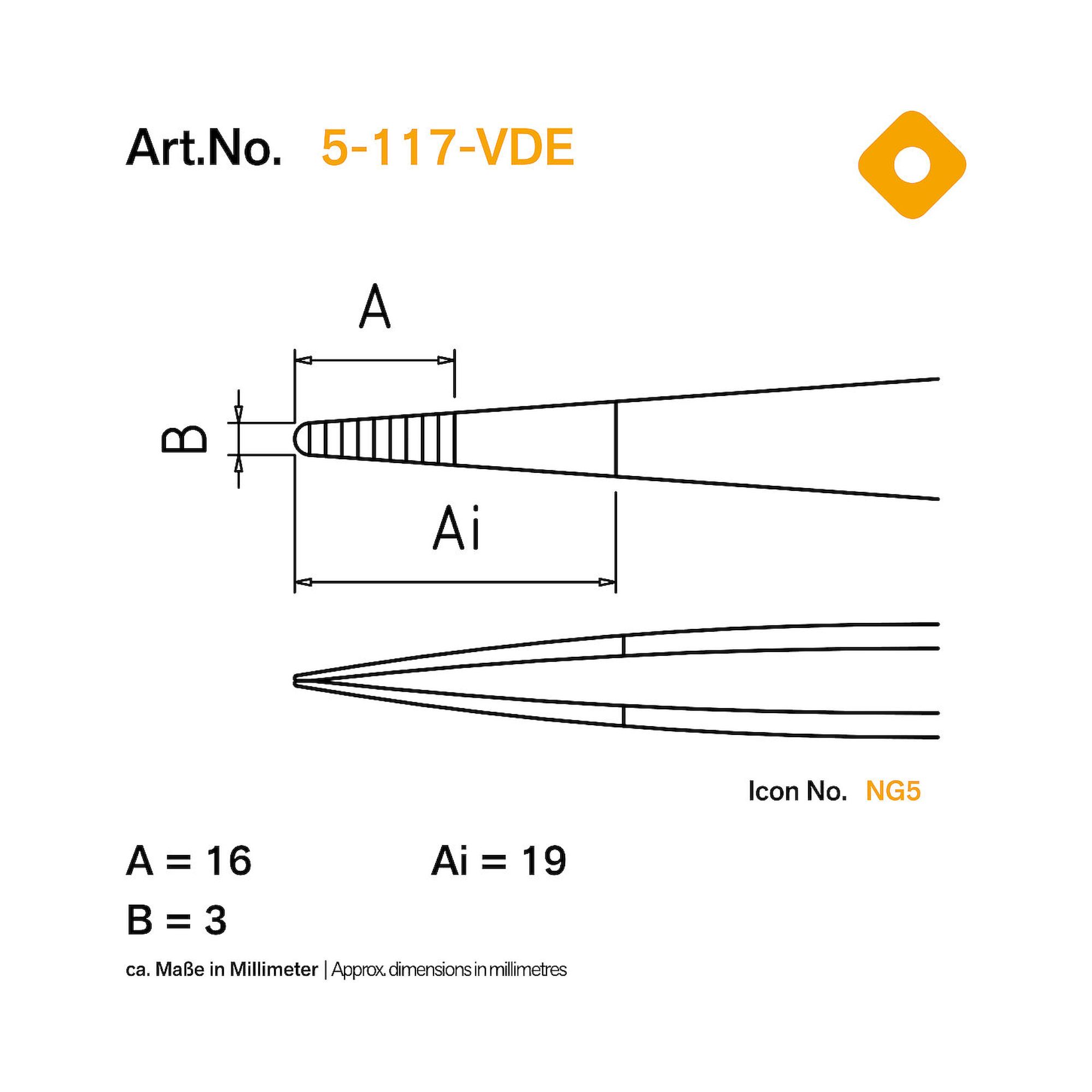 Bernstein 5-117-VDE. VDE Pinzette 145 mm Form 40 gezahnt