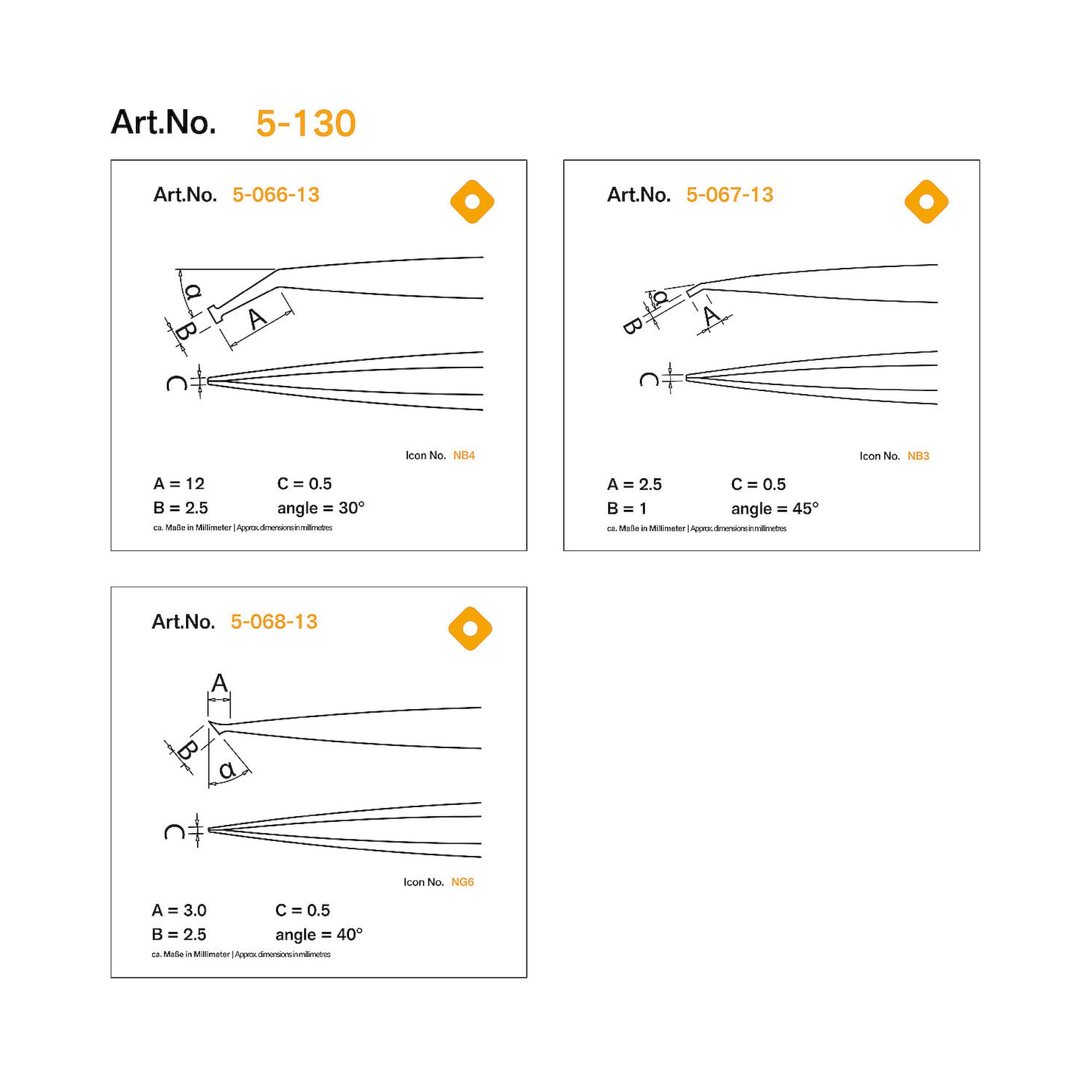 Bernstein 5-130. ESD GeoMetric tweezers set 3 pcs