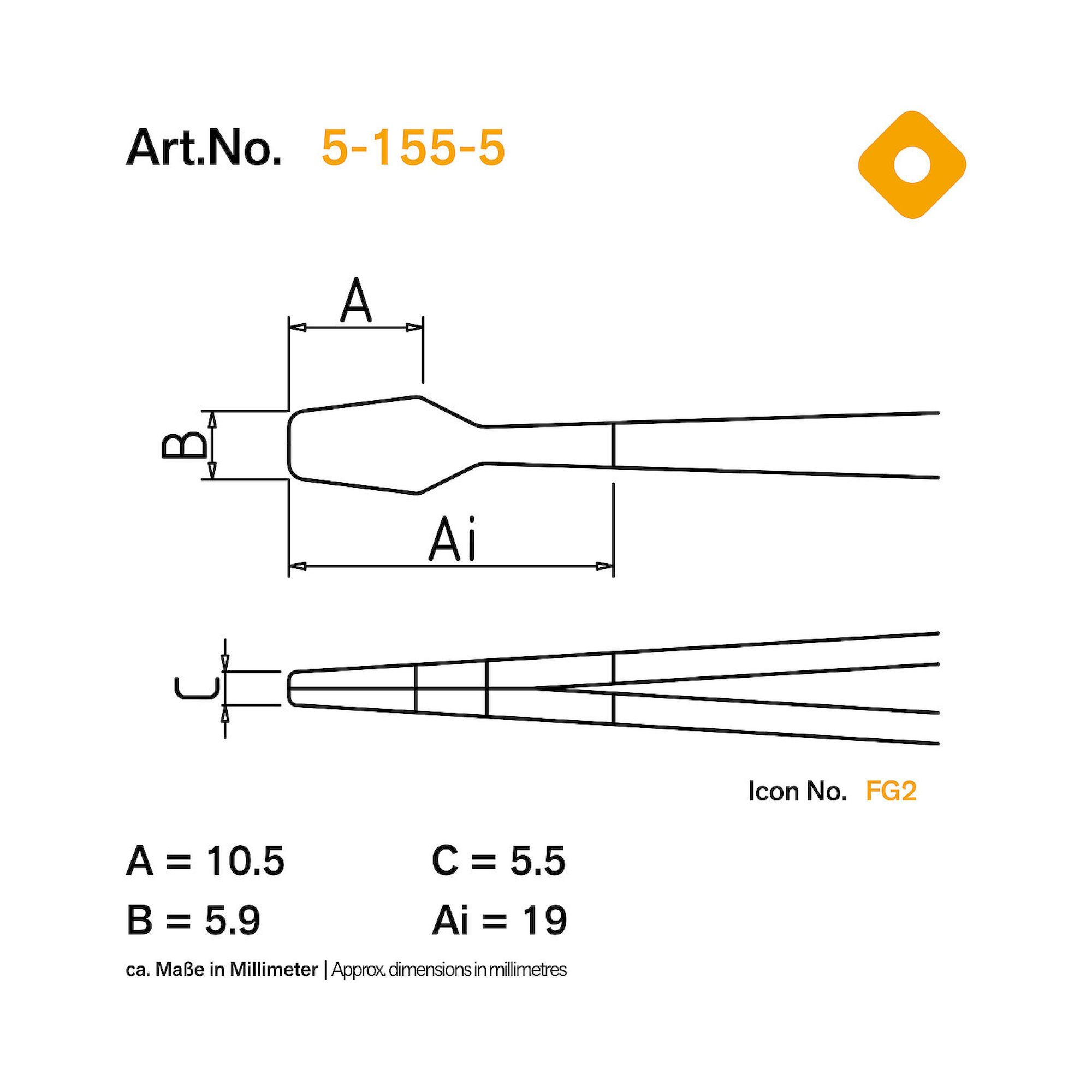 Bernstein 5-155-5. Kreuzpinzette gerade 160 mm Form R30 Spitze isoliert