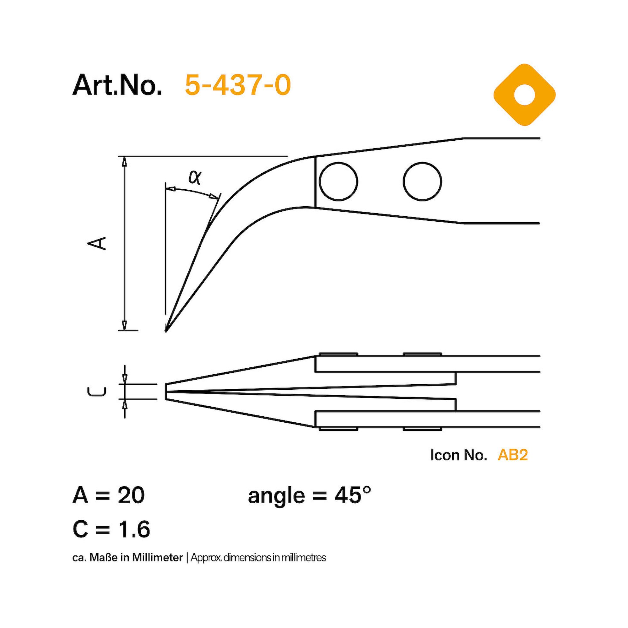 Bernstein 5-437-0. ESD replacement tips for 5-437 (pair) curved 0.1 mm wide, conductive