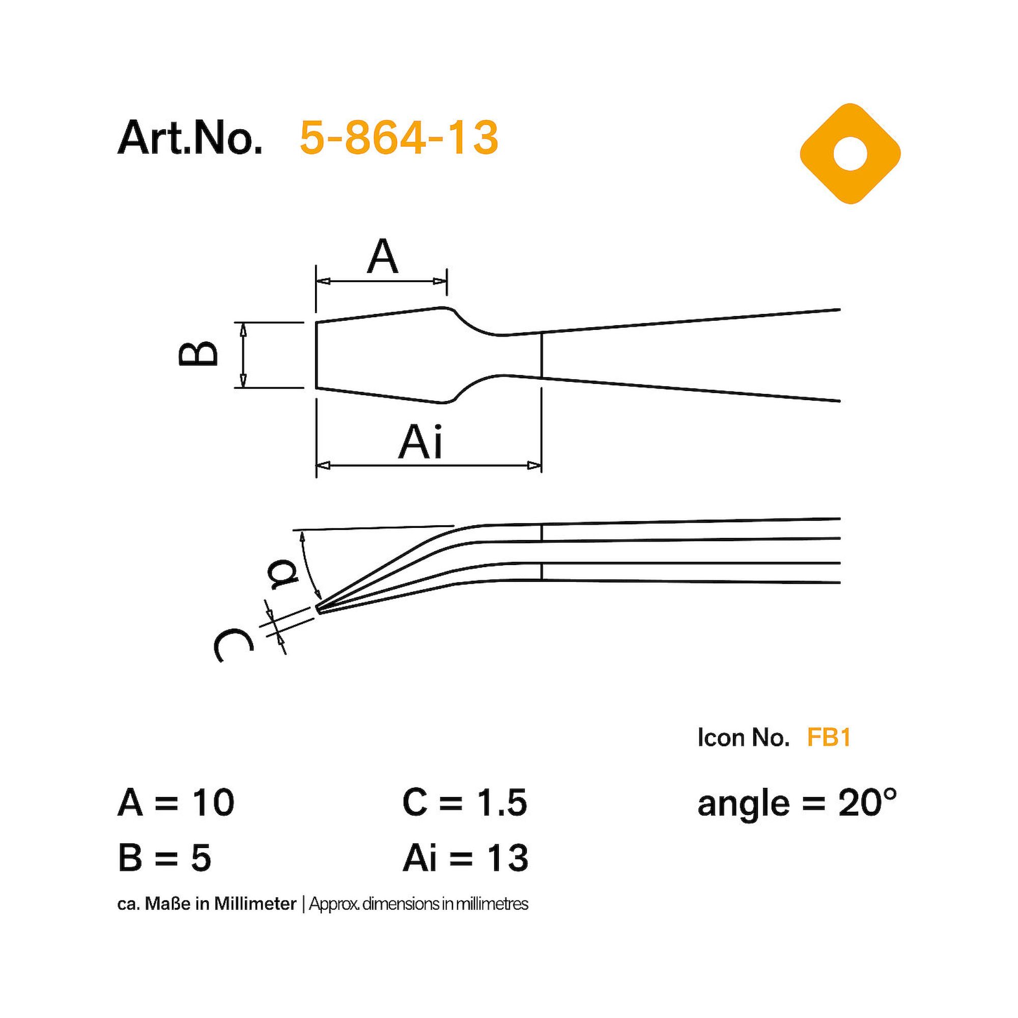 Bernstein 5-864-13. ESD SMD Pinzette 105 mm Form 46d Edelstahl, ableitfähig
