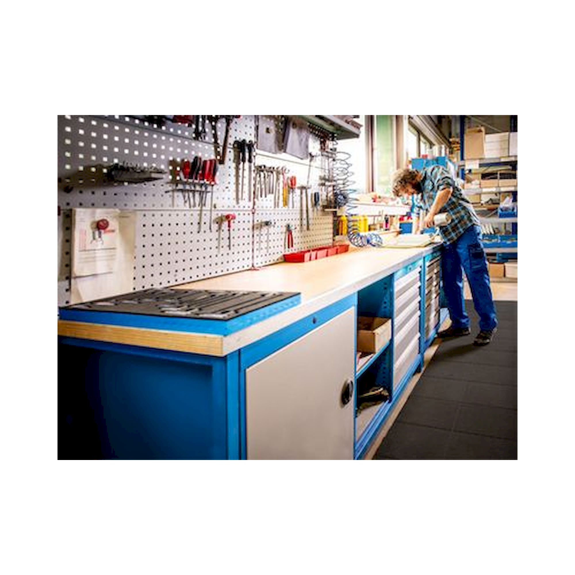 Kastenwerkbank, Tiefe 750 mm, R 18-24, Schubladenanzahl: 2 - Bedrunka+Hirth 03.055.01V9