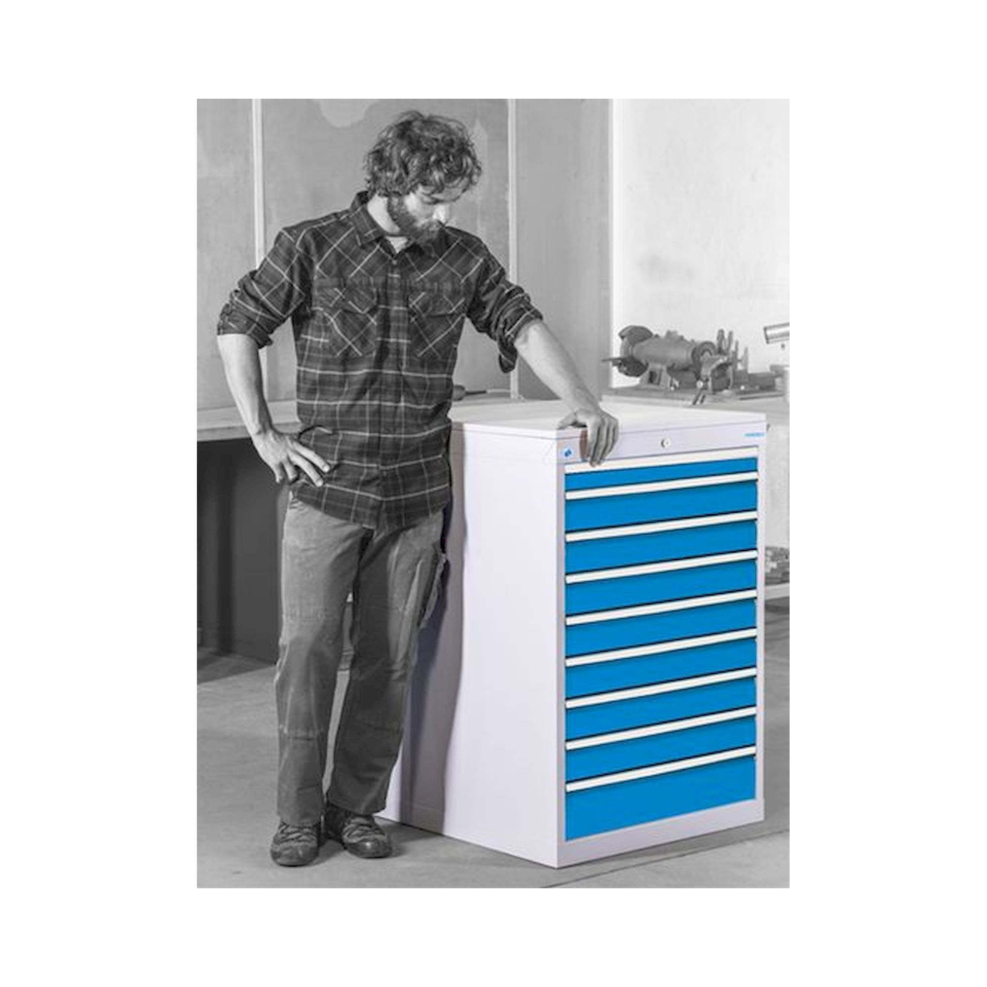 Schubladenschrank, Tiefe 500 mm, R 24-16, Schubladenanzahl: 8 - Bedrunka+Hirth 60.620-75