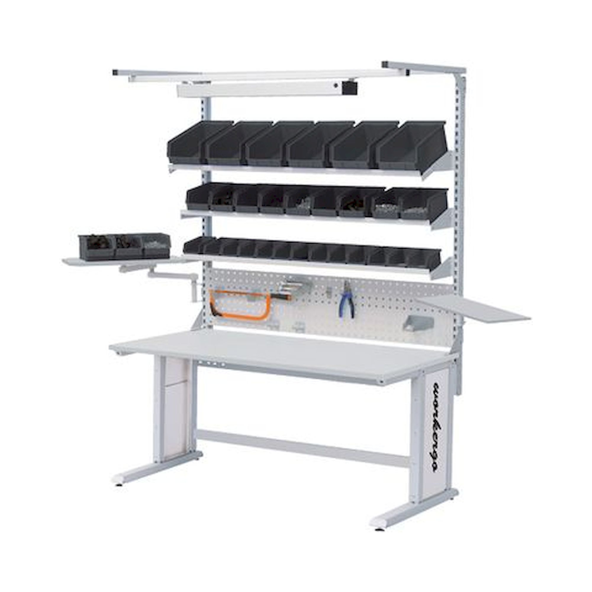 Bedrunka+Hirth EC150E275-05. Tisch workergo C-Fuß mit 2 Motoren leitfähig gepulvert mit Multi-Wand-Aufbau