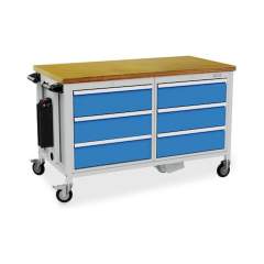 Bedrunka+Hirth EWD041533A. E-workdrive» Mobile Kastenwerkbank Tiefe 736, R 24-24, 6xSchublade, elektrisch verfahrbar