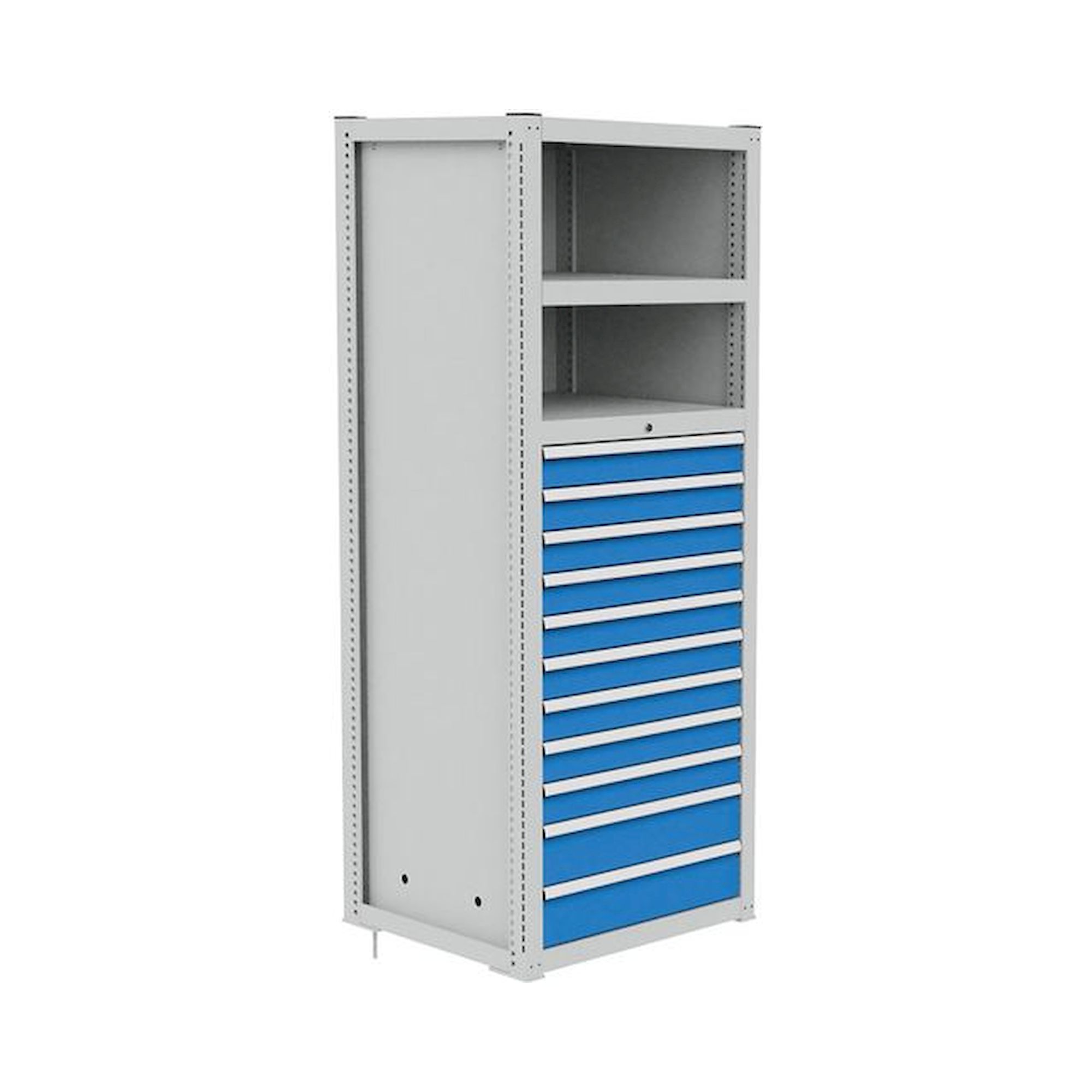 Bedrunka+Hirth SRK02. Modul 2 | 700,
 2x Tragrahmen, 1x Rückwand, 2x Zwischenwand, 
 11x Schubladen, 2x Uni-Fachboden glatt, 1x Tragbodensatz mit Zylinderschloss