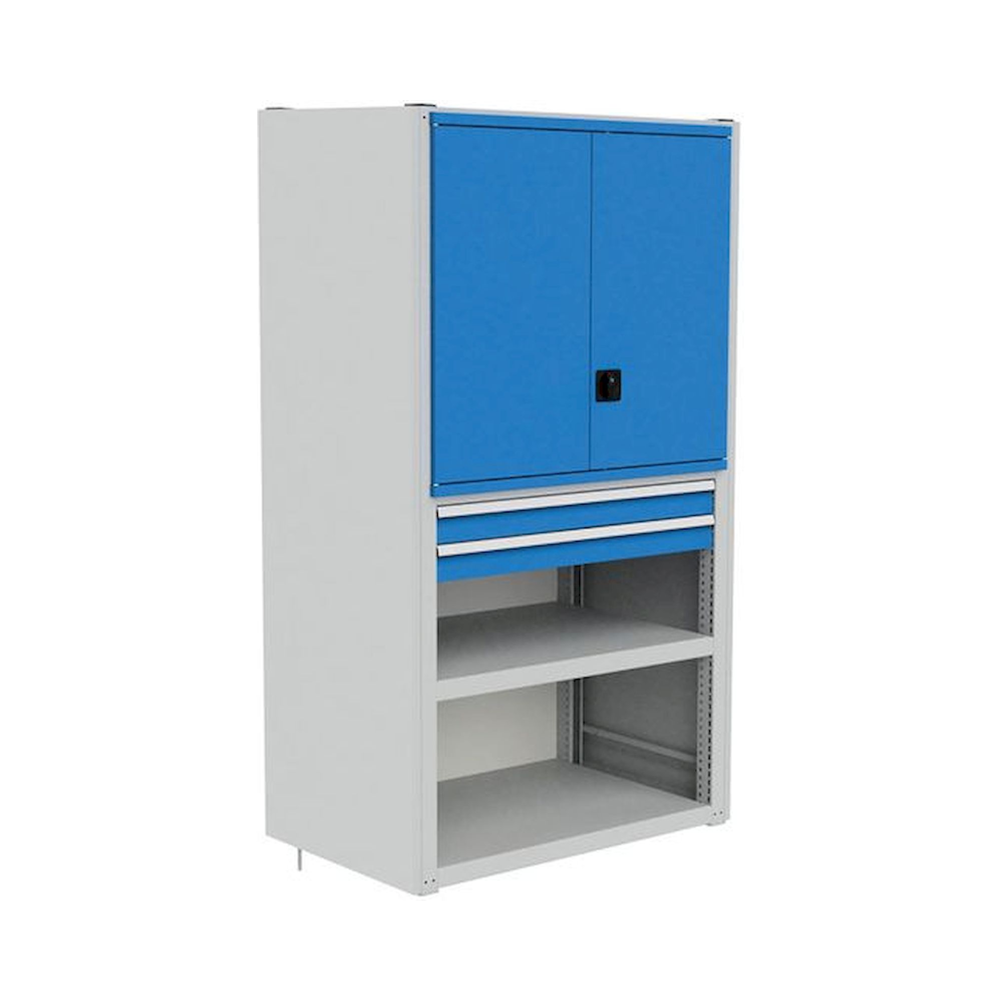 Bedrunka+Hirth SRK07. Modul 7 | 1000
 2x Tragrahmen, 1x Rückwand, 2x Seitenabschlusswand,
 4x Uni-Fachboden, 2x Fachboden, 2x Schubladen, 1x Flügeltüren-Einbausatz