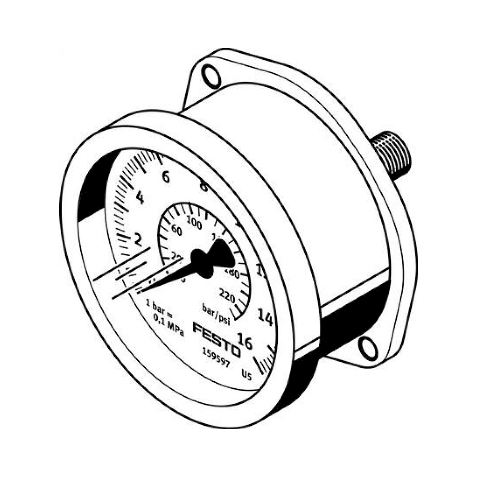 Festo FMA-63-10-1/4-EN (159602) Flanged Pressure Gaug