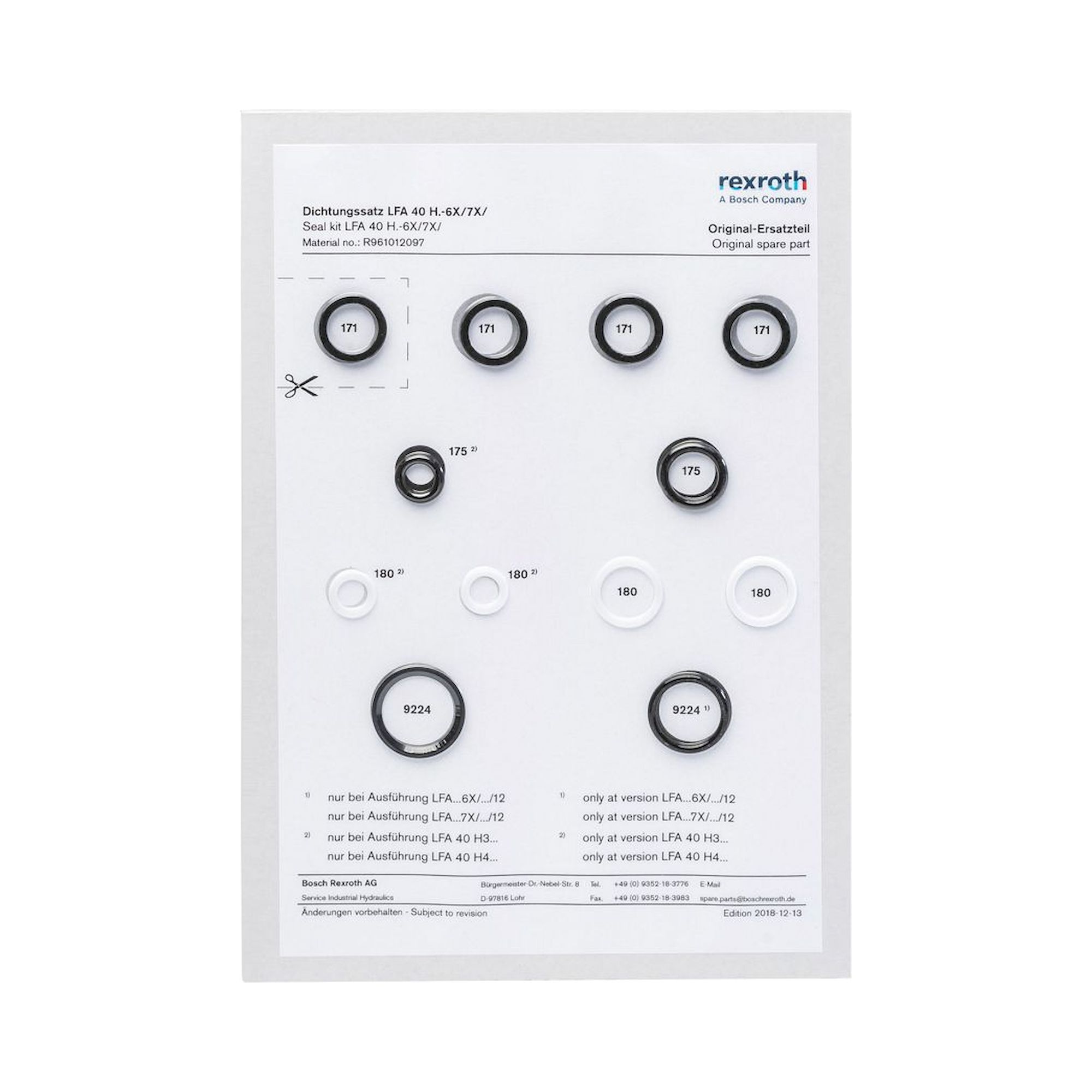 Bosch Rexroth R900722821. Dichtungssatz DB/DR 20 K.-1X/