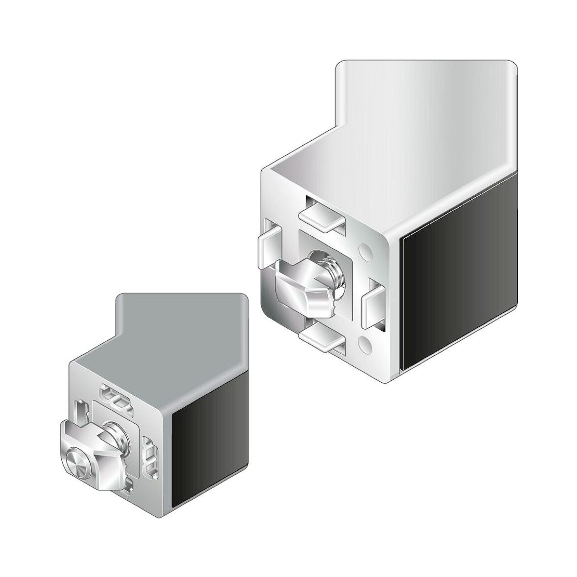 Bosch Rexroth 3842554452. CONNECTOR 45° 30X30 SILVER GREY