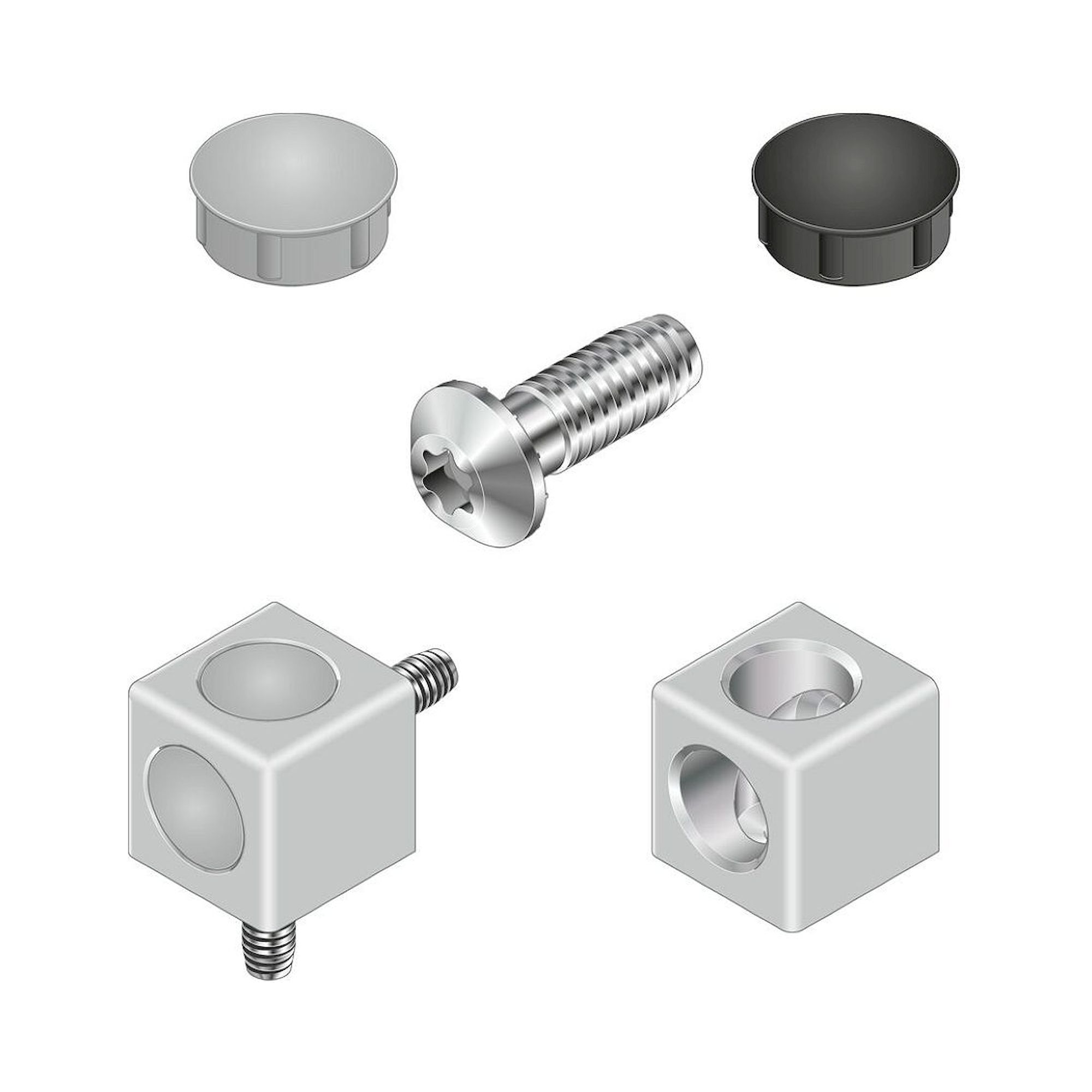 Bosch Rexroth 3842549867. Würfelverbinder, 40/2 Silver Set