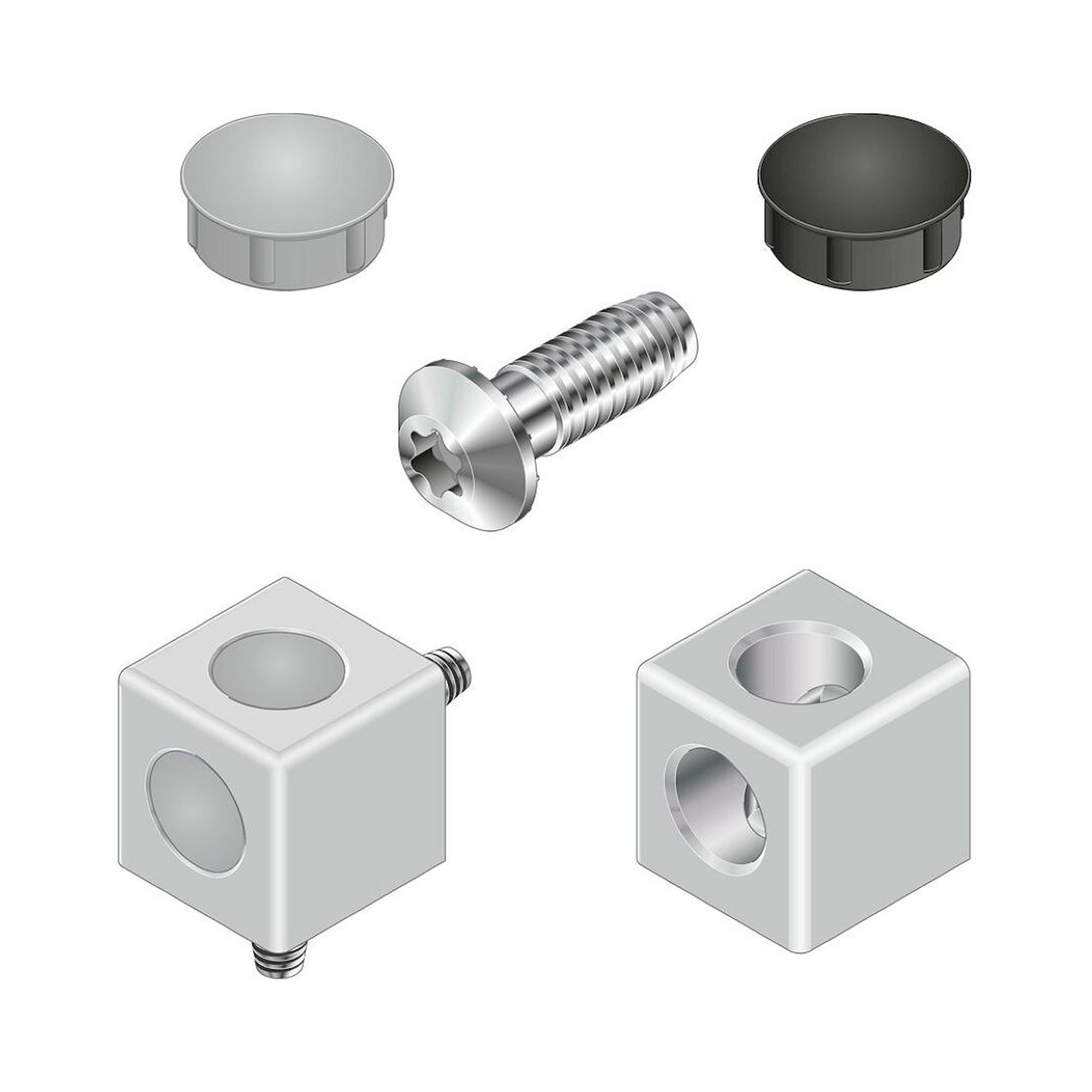 Bosch Rexroth 3842549871. Würfelverbinder, 45/2 Silver Set