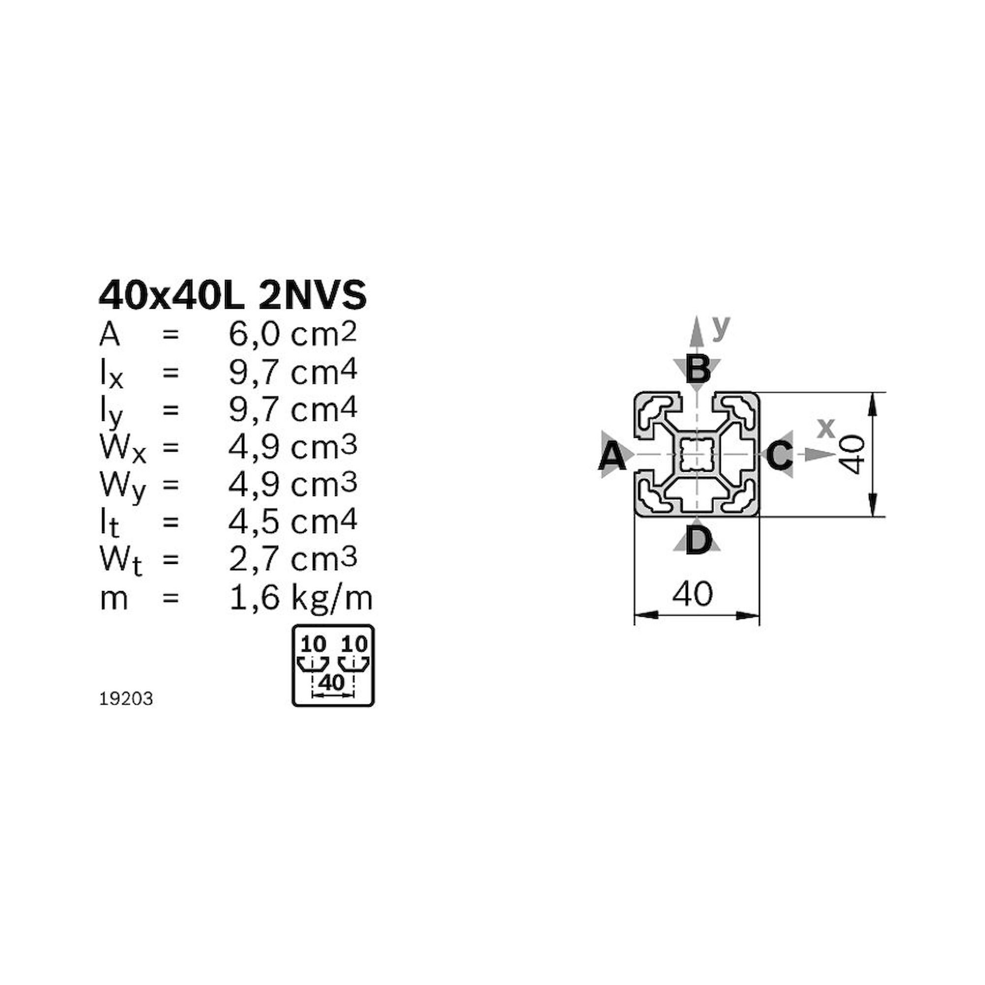 Bosch Rexroth 3842529365. Strut profile 40x40L 2NVS, 20xL=6070mm