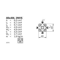 Bosch Rexroth 3842529365. Strut profile 40x40L 2NVS, 20xL=6070mm
