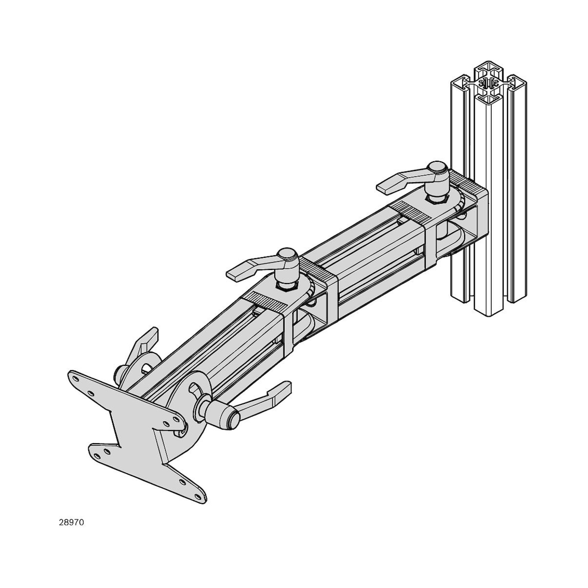 Fixation pivotante 70°, rainure 10, pour support d'écran TFT - Bosch Rexroth 3842539840