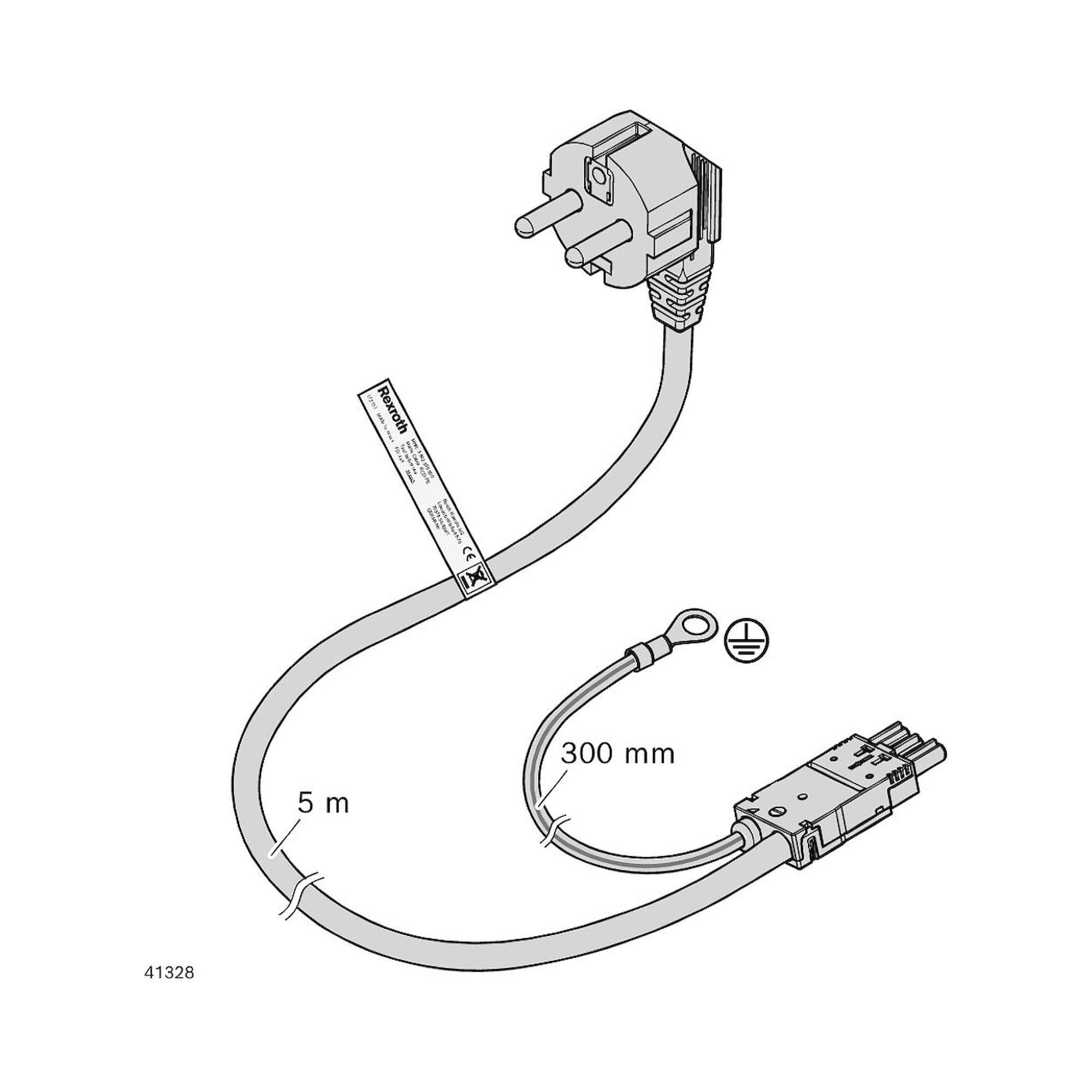 Bosch Rexroth 3842564084. Mains cable D/F HD-GST+PE