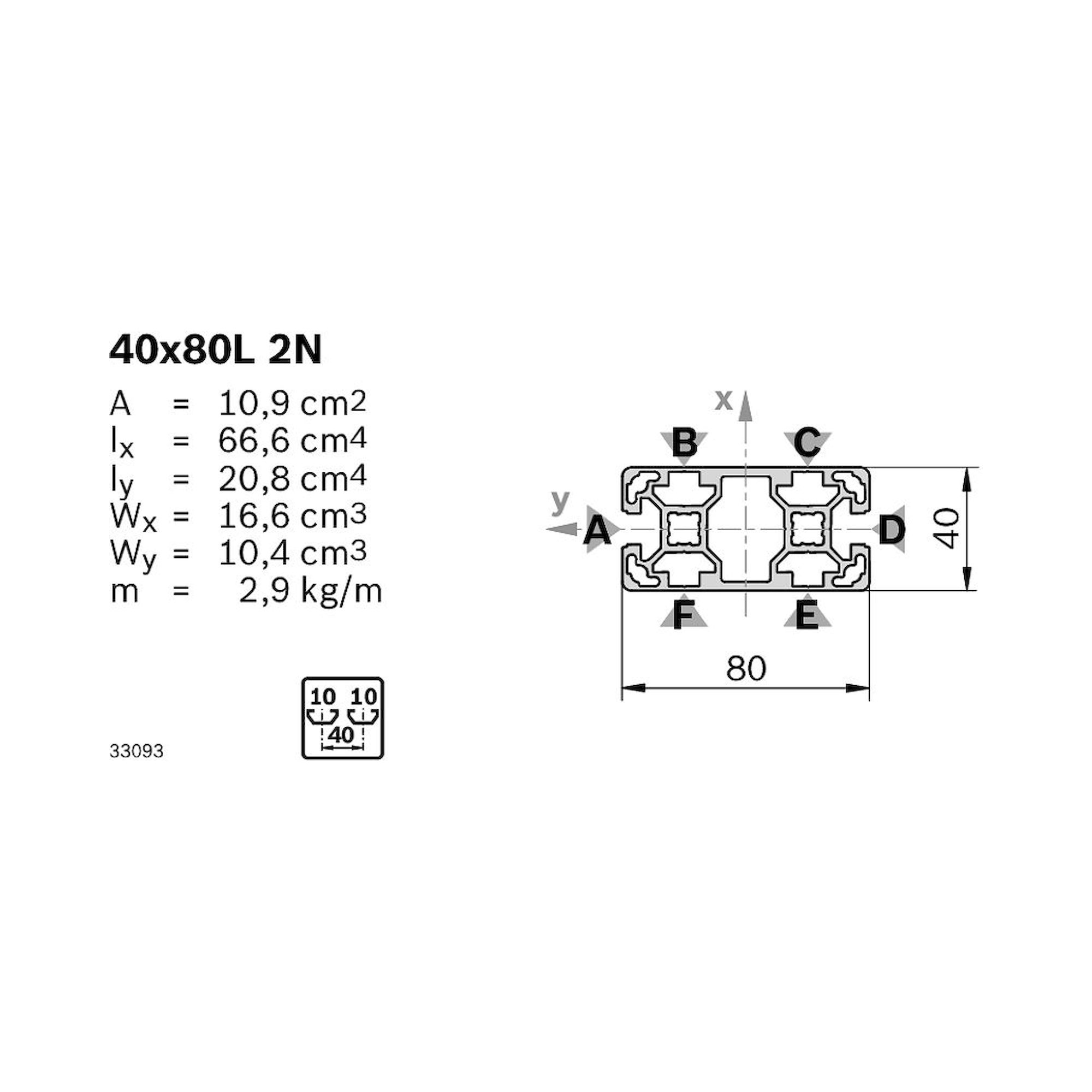 Bosch Rexroth 3842993768. Strut profile 40x80L 2N Q&E